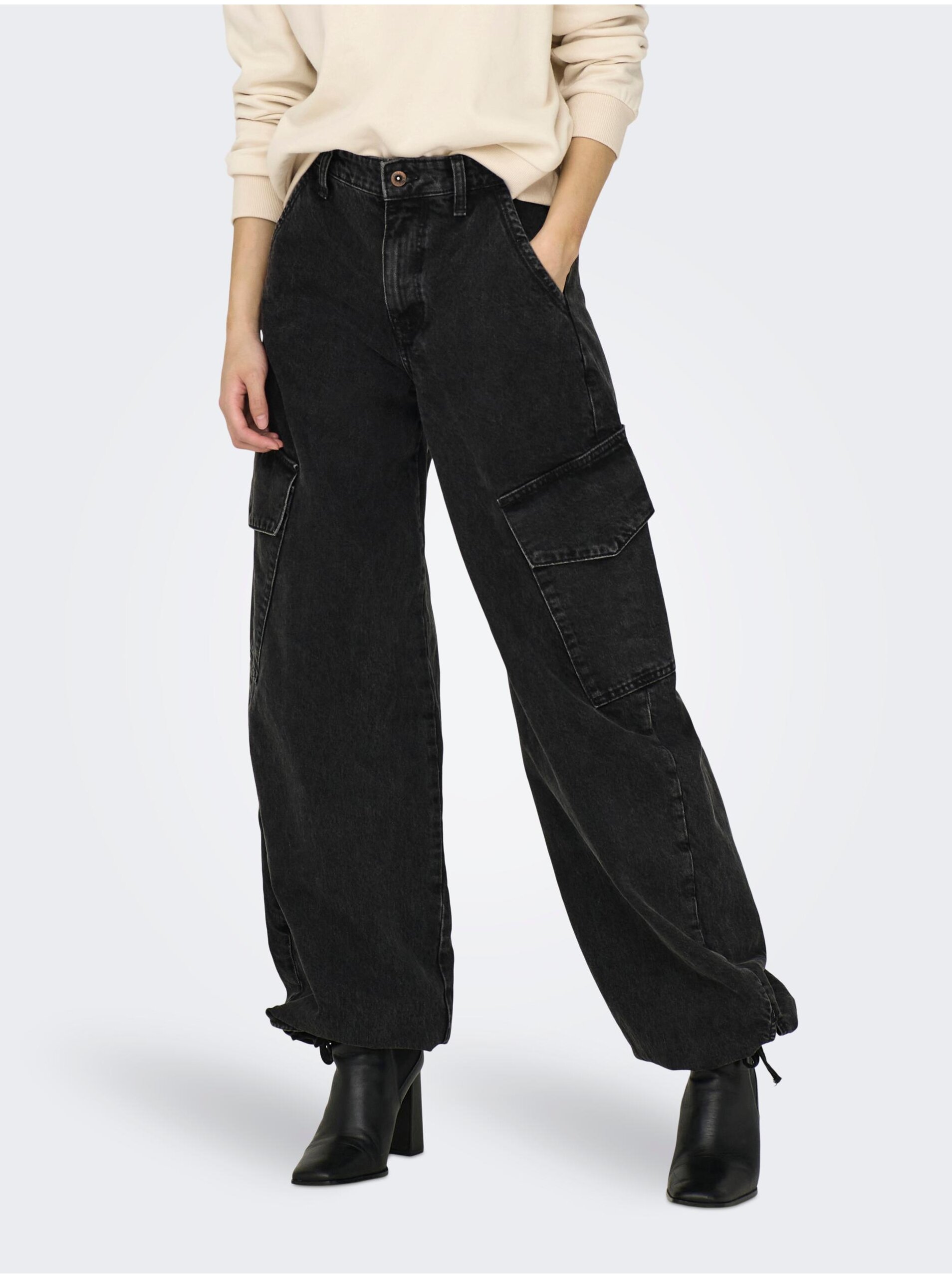 Lacno Čierne dámske džínsy s vreckami džínsy ONLY Pernille