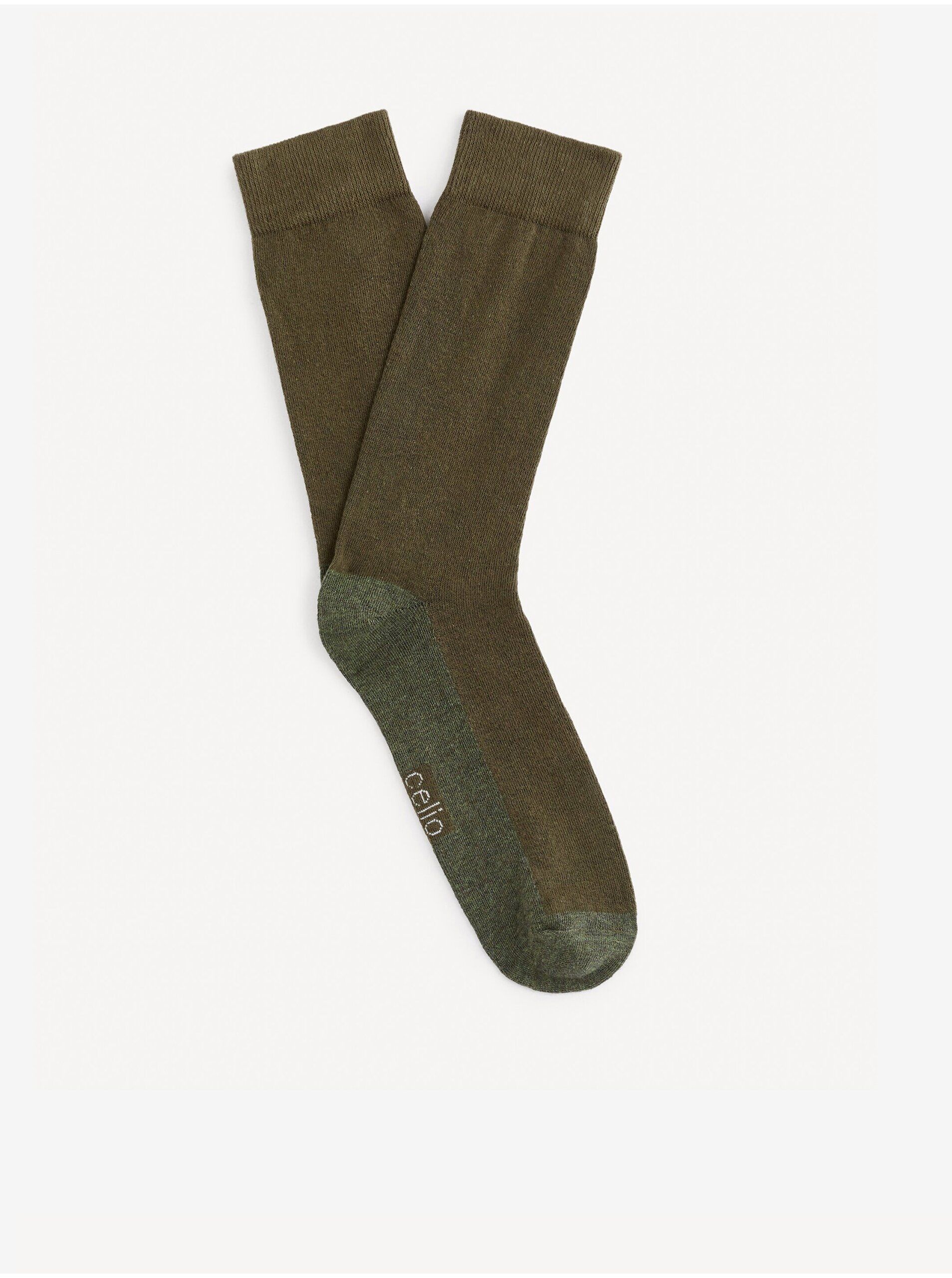 Levně Khaki pánské ponožky Celio Fisomel