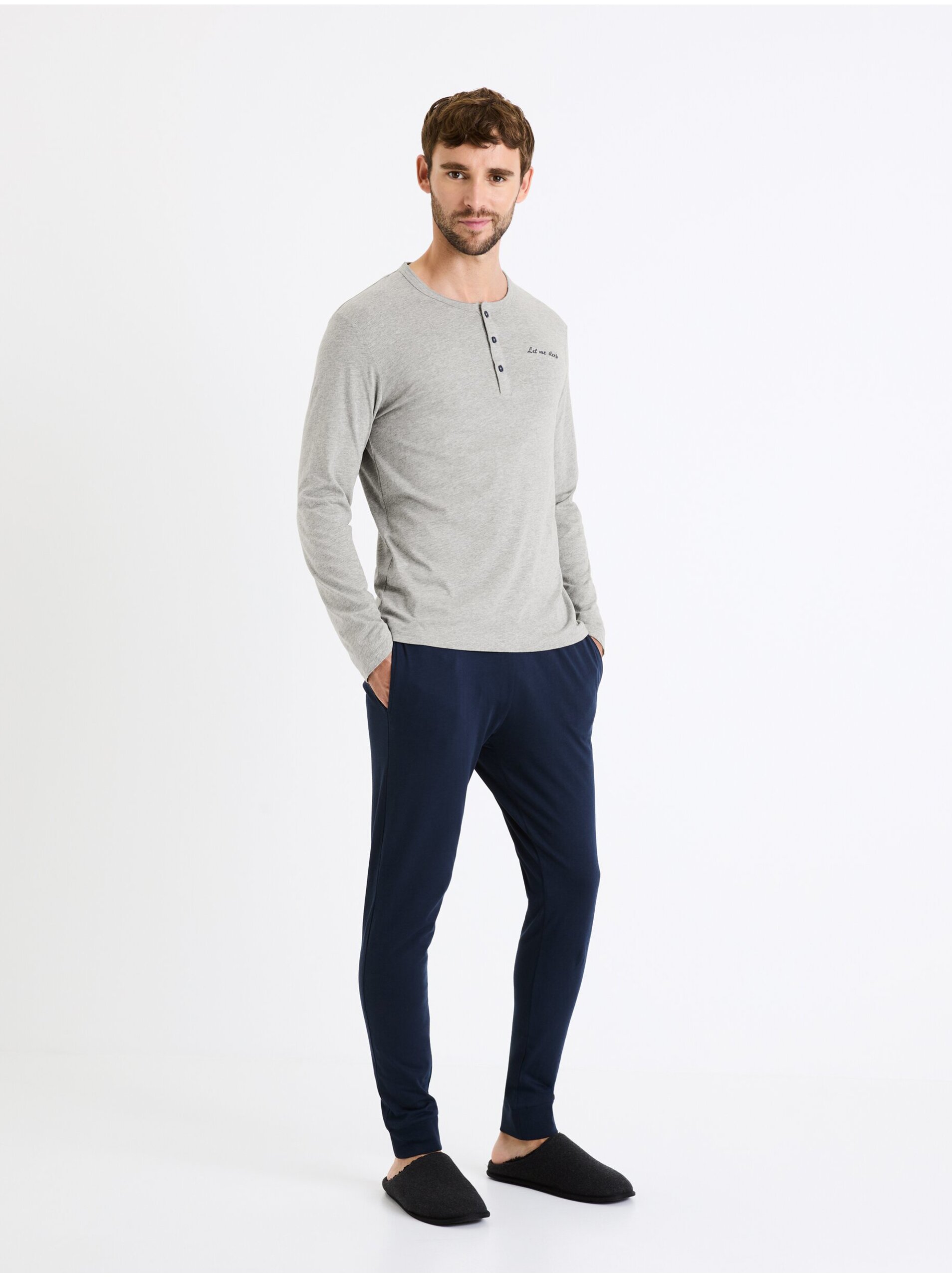 E-shop Modro-sivé pánske pyžamo Celio Fipygoodn
