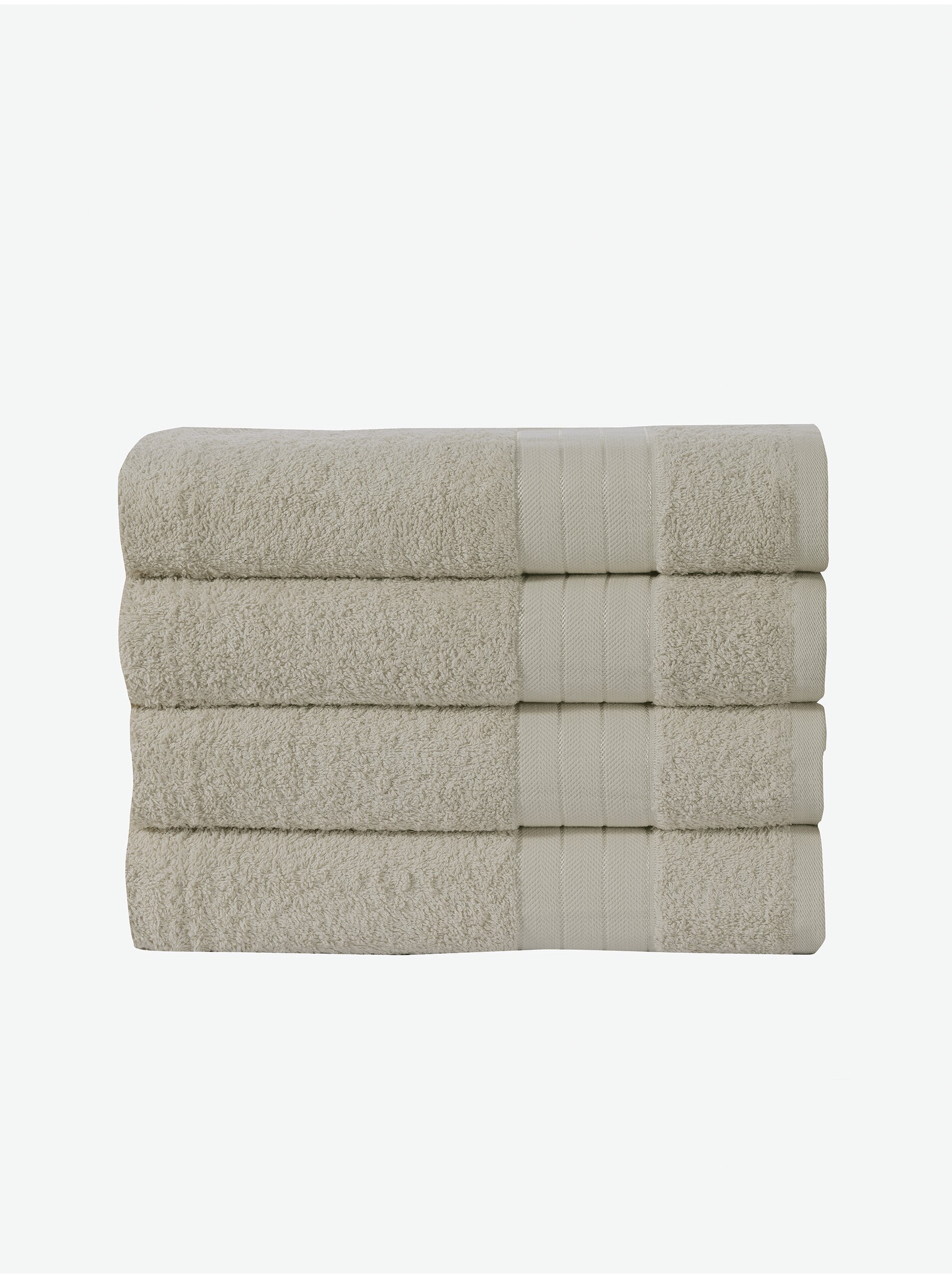 Levně 50 x 100 cm - Sada čtyř béžových ručníků Good Morning