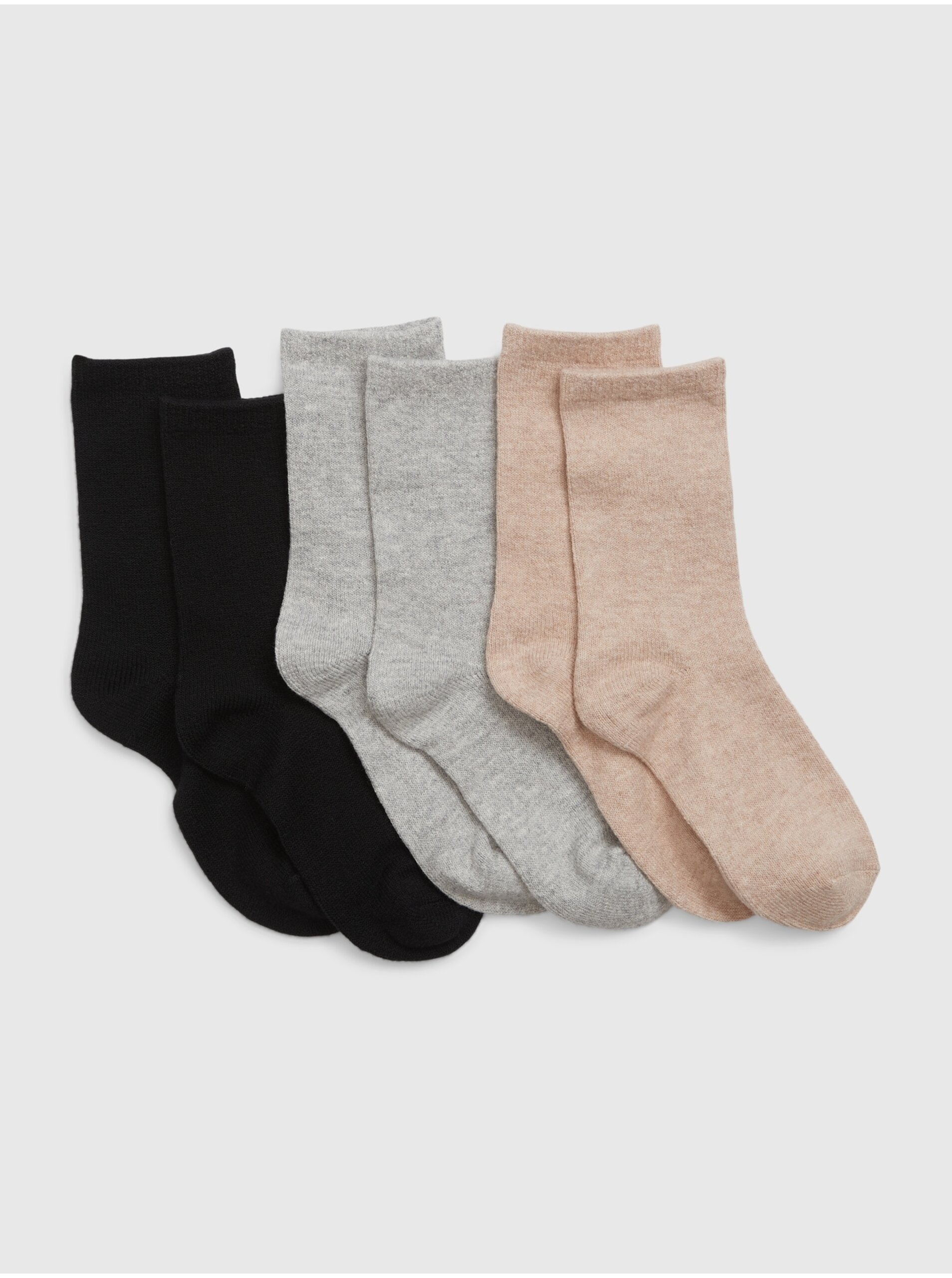 Levně Sada tří párů holčičích ponožek v černé, šedé a růžové barvě GAP