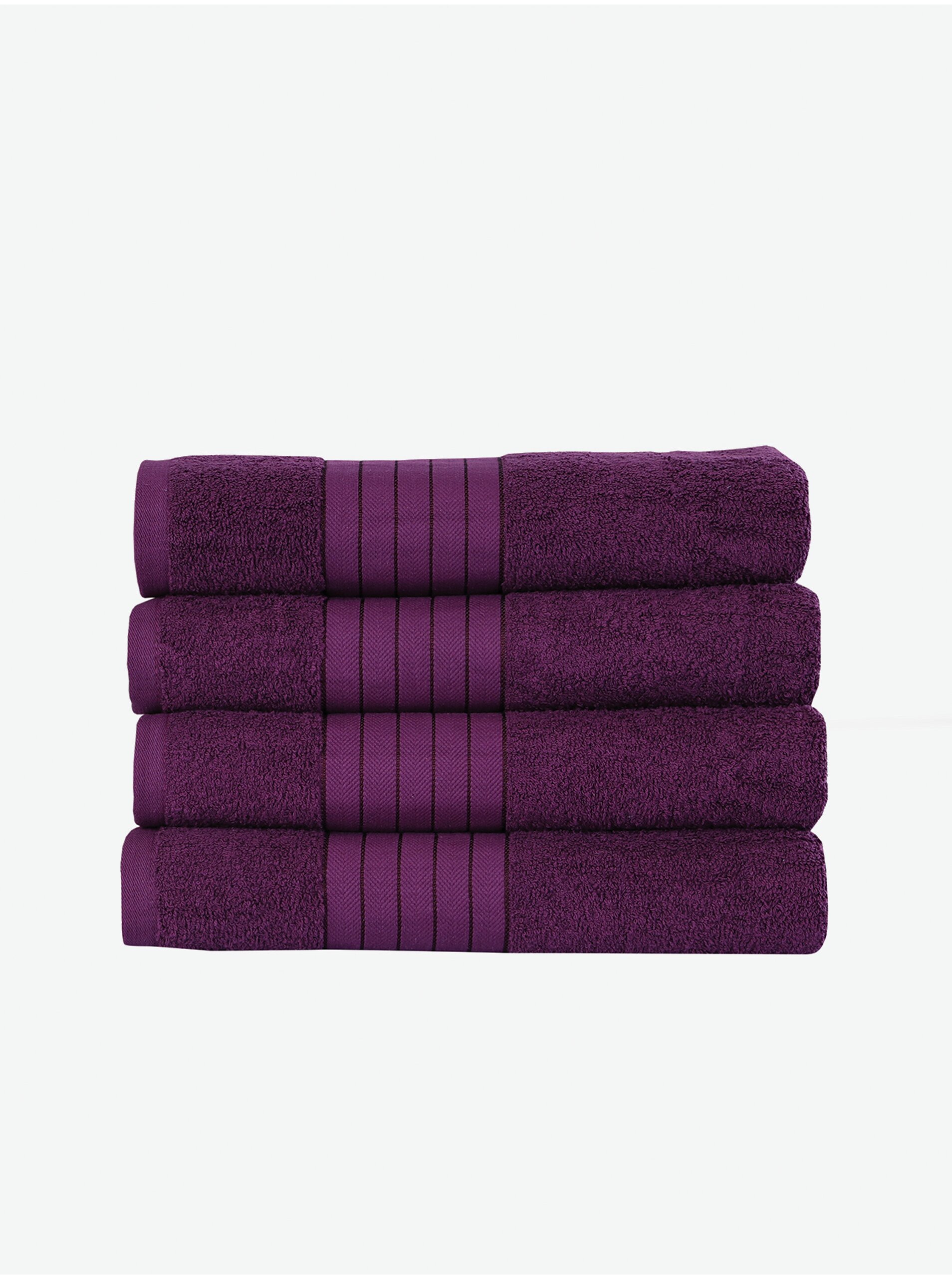 Lacno 50 x 100 cm - Sada štyroch fialových uterákov Good Morning