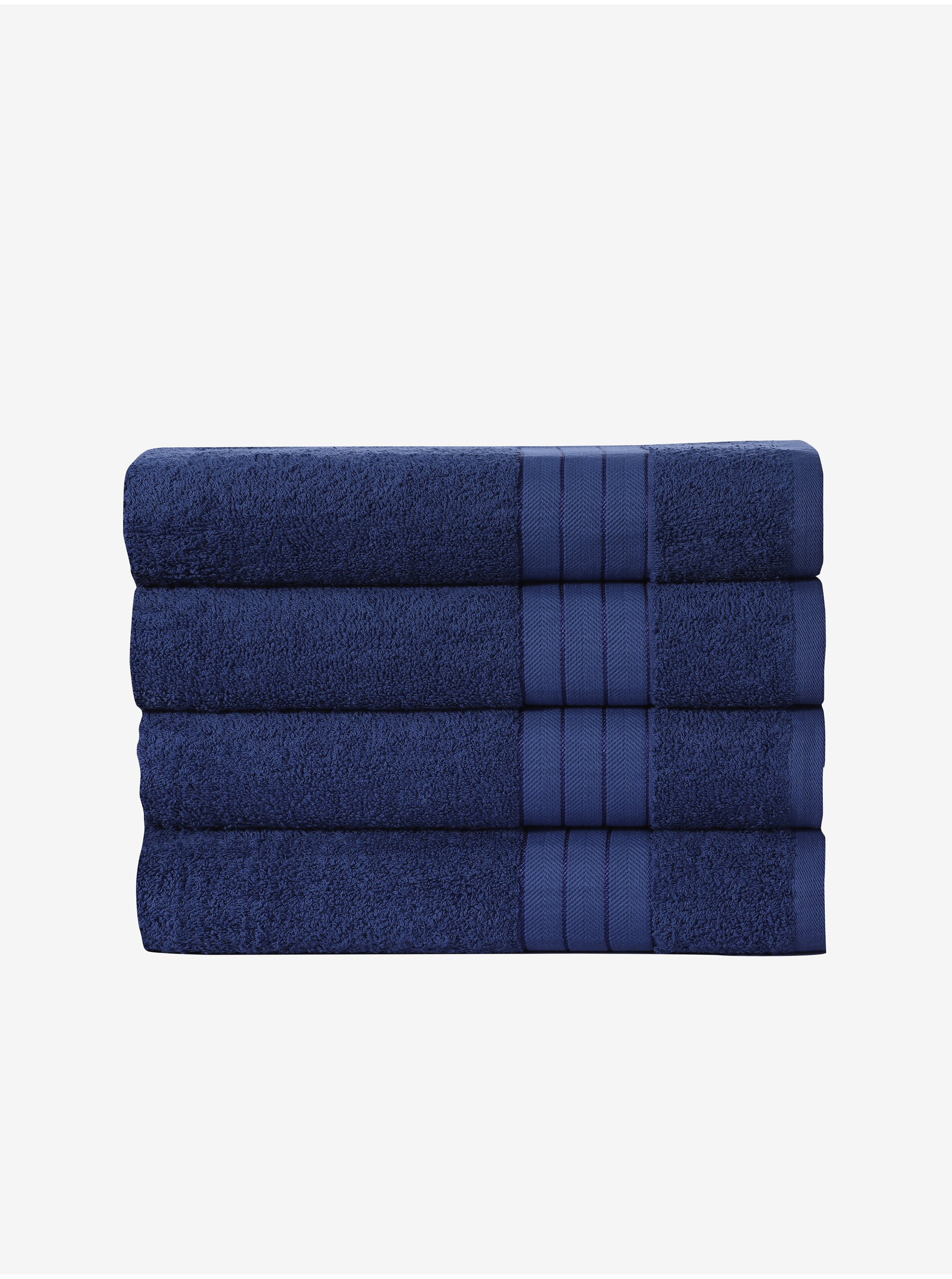 Levně 50 x 100 cm - Sada čtyř tmavě modrých ručníků Good Morning