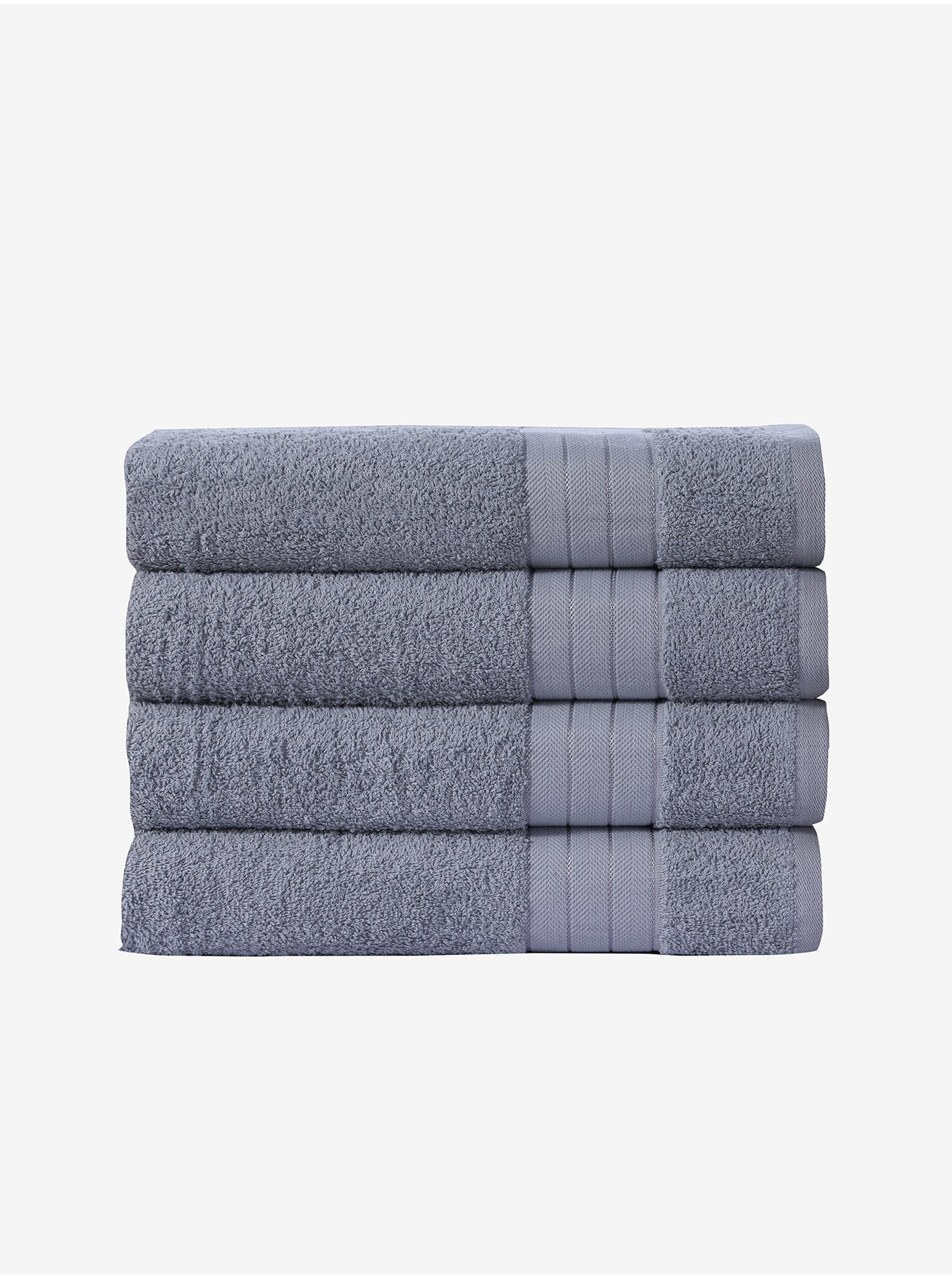 Levně 50 x 100 cm - Sada čtyř světle šedých ručníků Good Morning