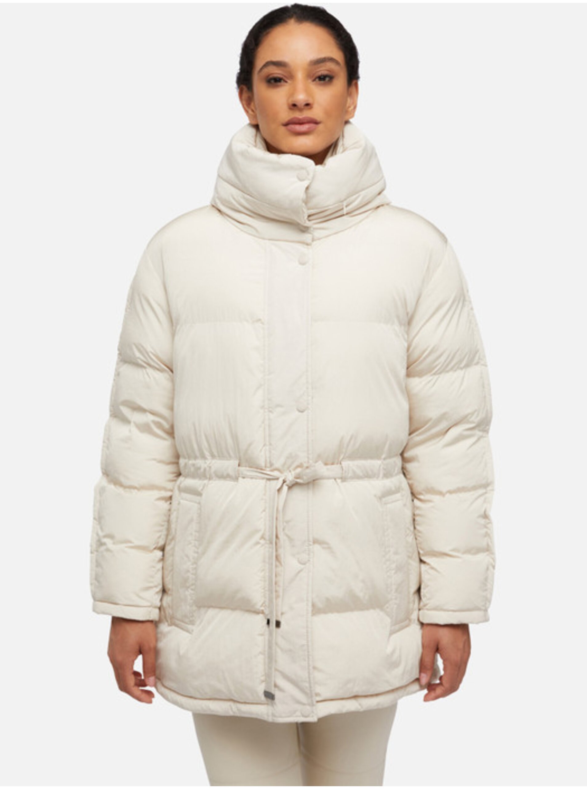 E-shop Béžová dámská prošívaná zimní bunda Geox Skyely
