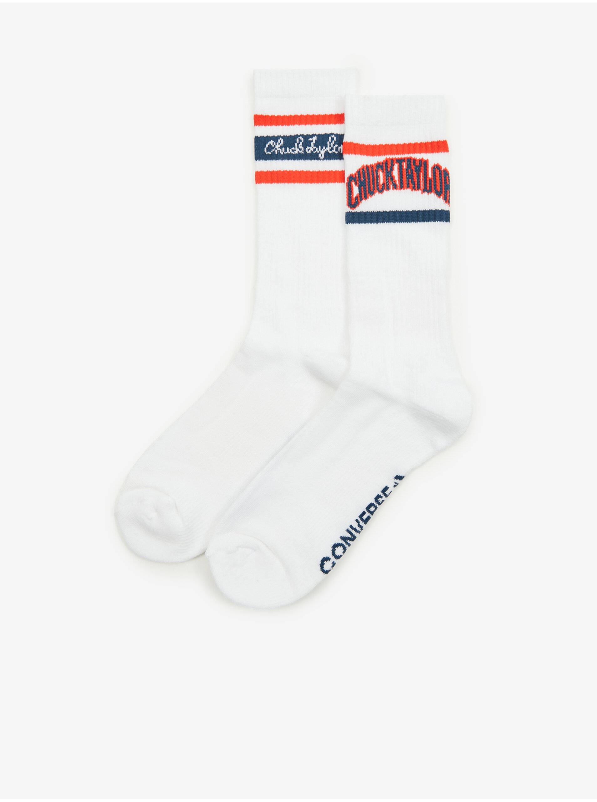Levně Sada dvou párů pánských ponožek v bílé barvě Converse Chuck Taylor