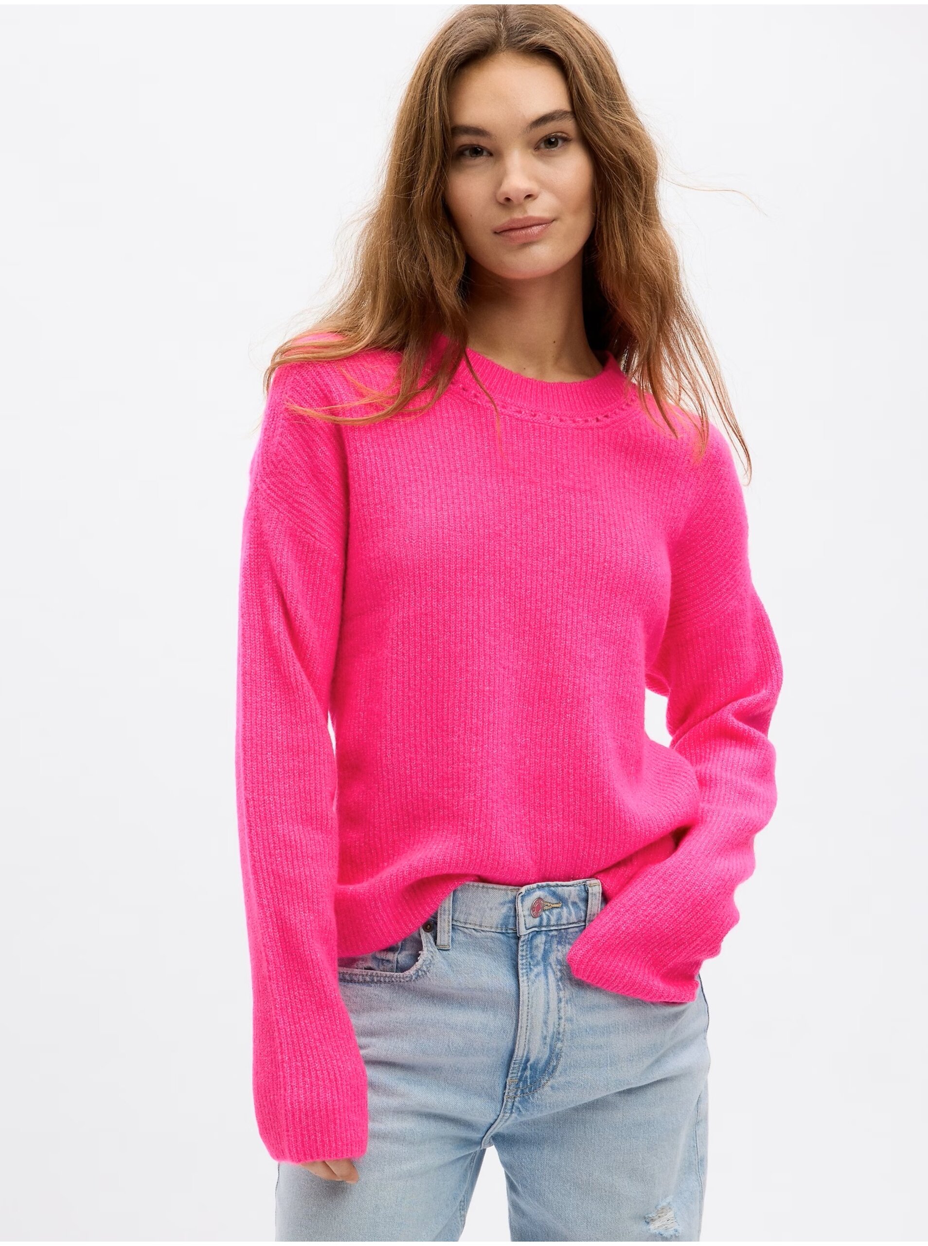 E-shop Tmavě růžový dámský svetr GAP