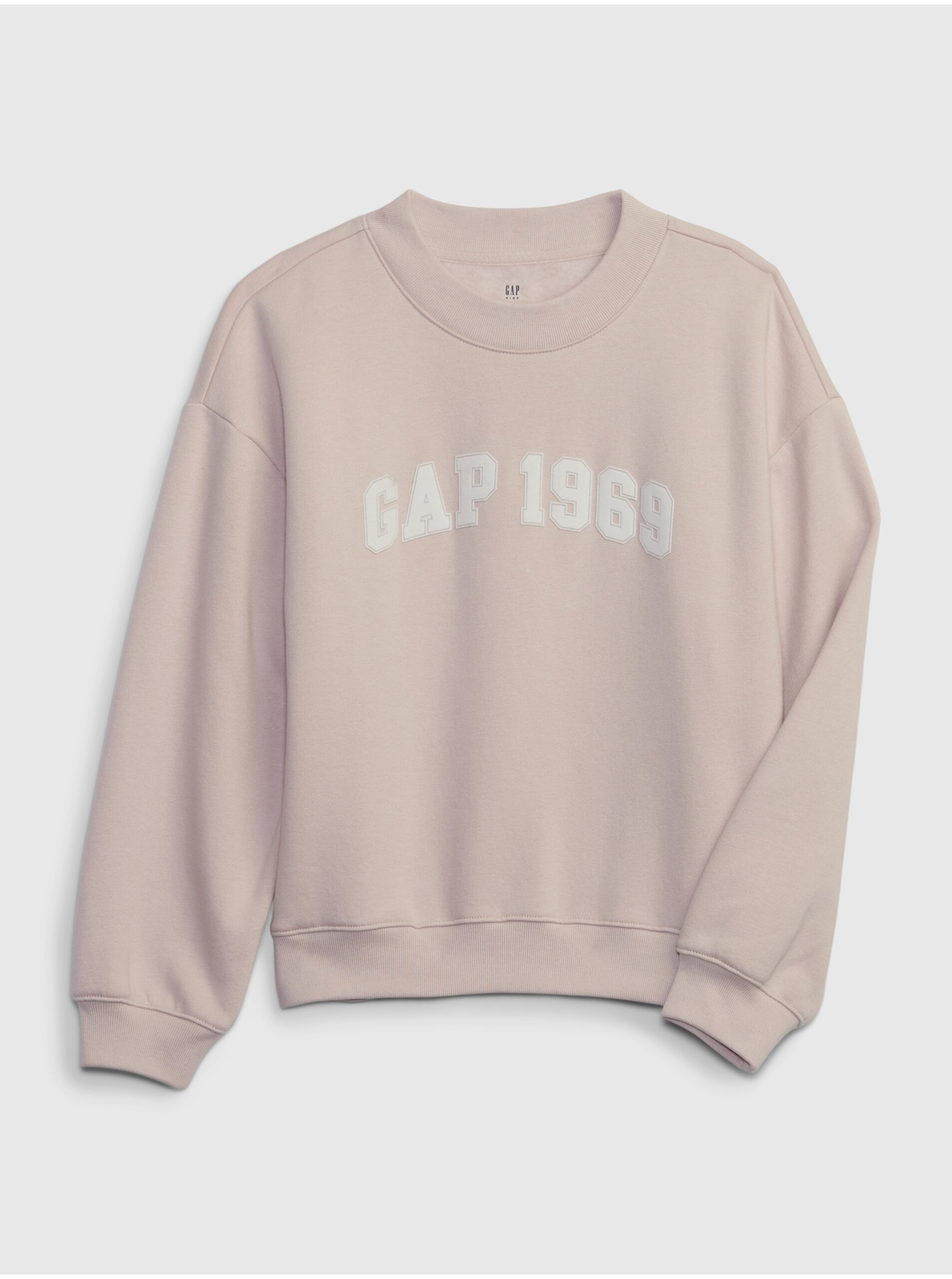 E-shop Světle růžová holčičí mikina s nápisem GAP 1969