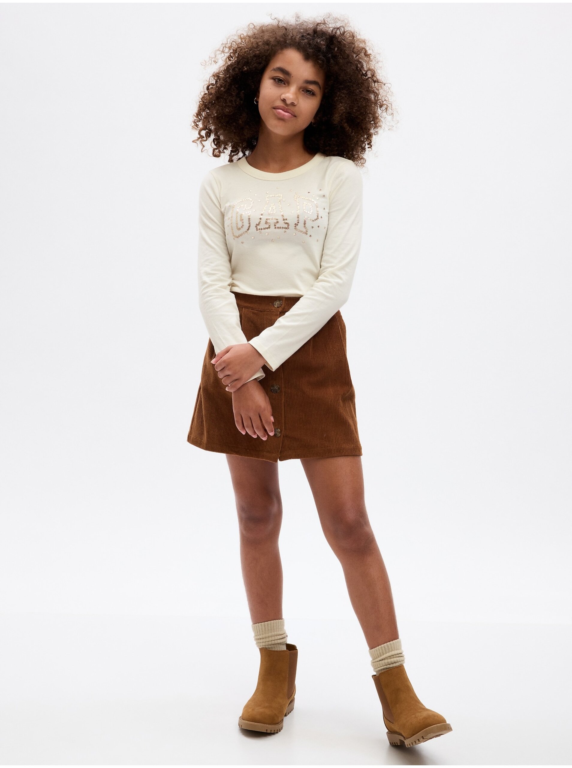 E-shop Krémové dievčenské tričko s logom GAP