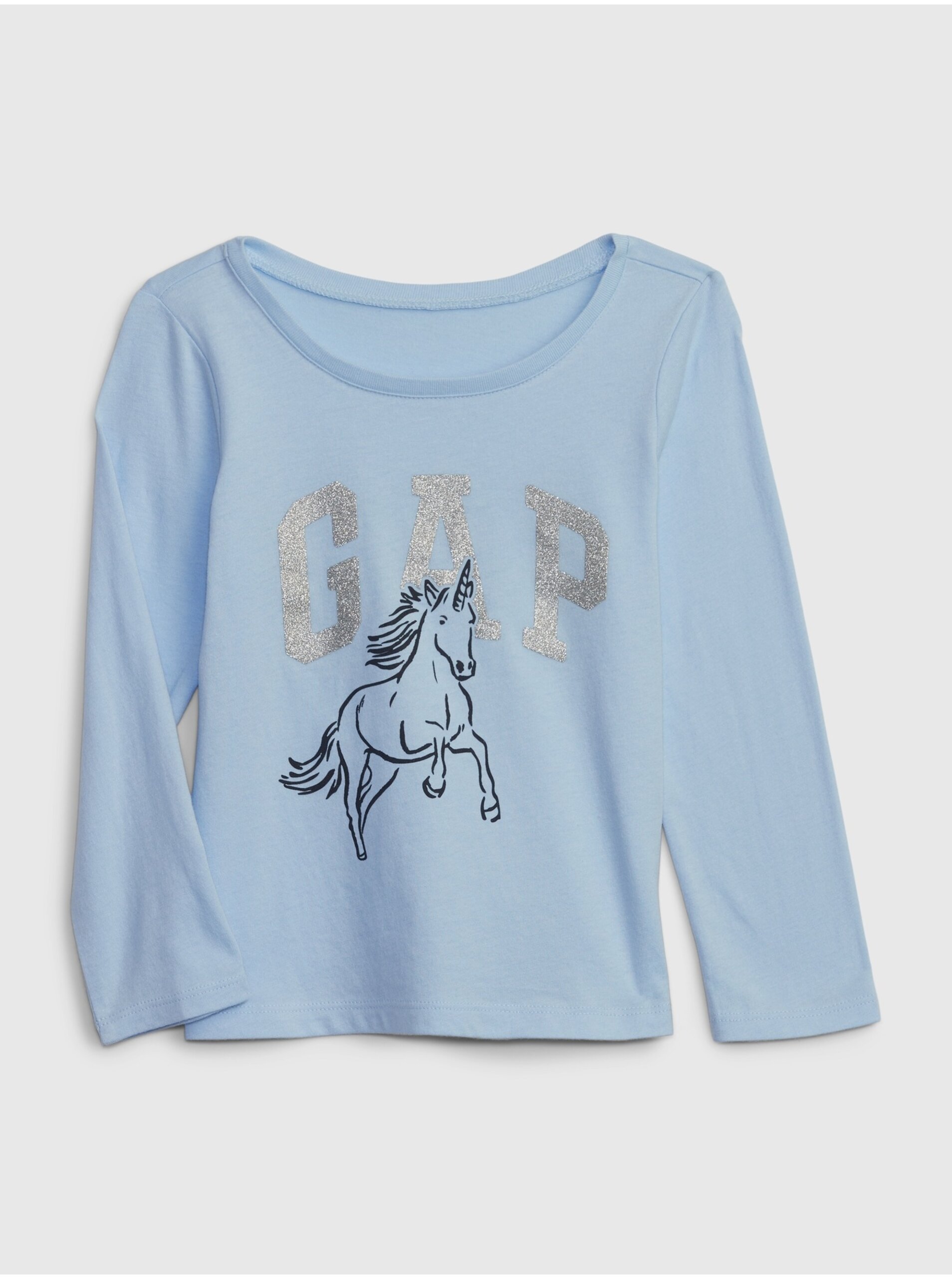 Lacno Svetlomodré dievčenské tričko s potlačou GAP