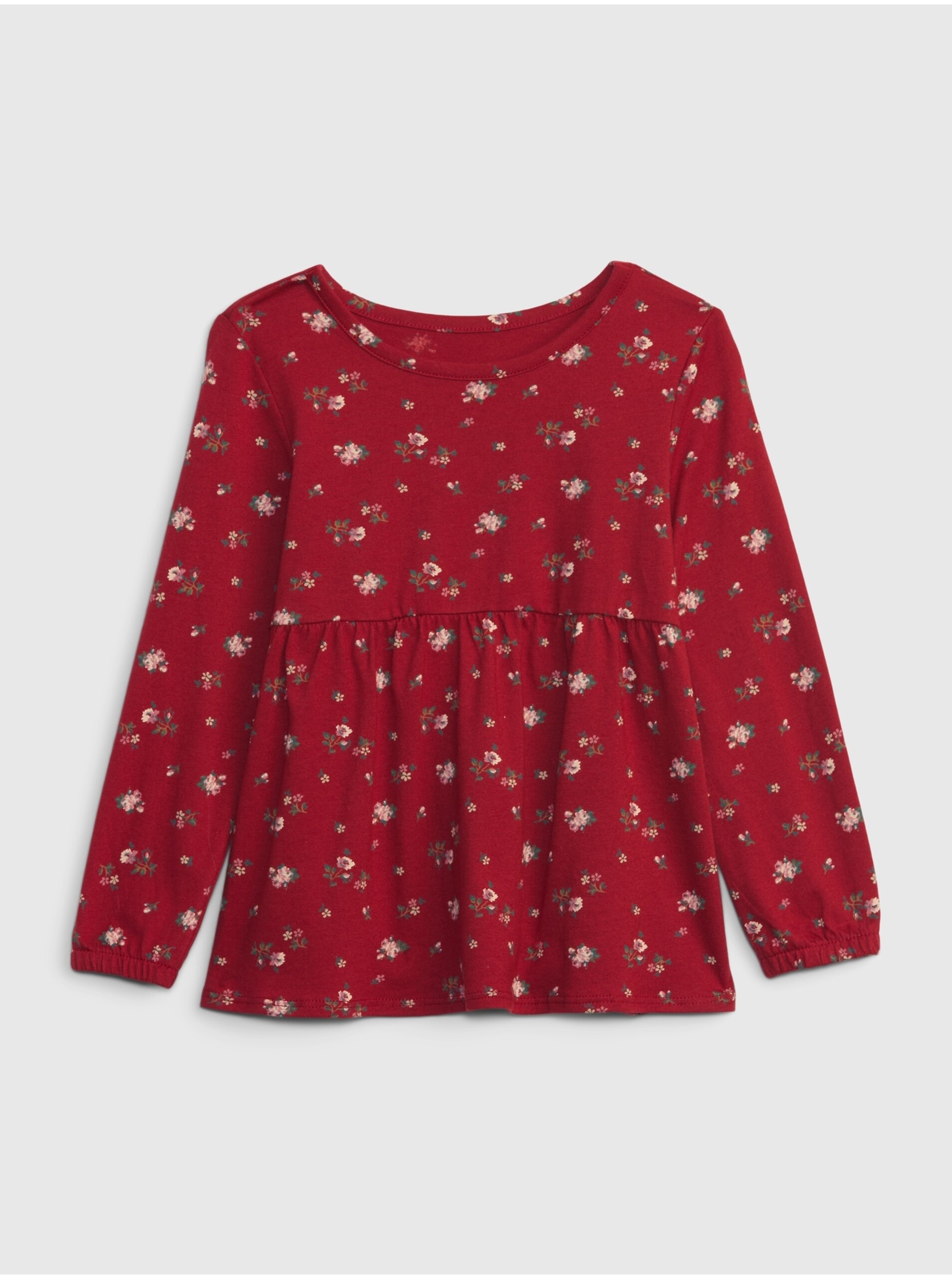 Lacno Červené dievčenské kvetované tričko GAP