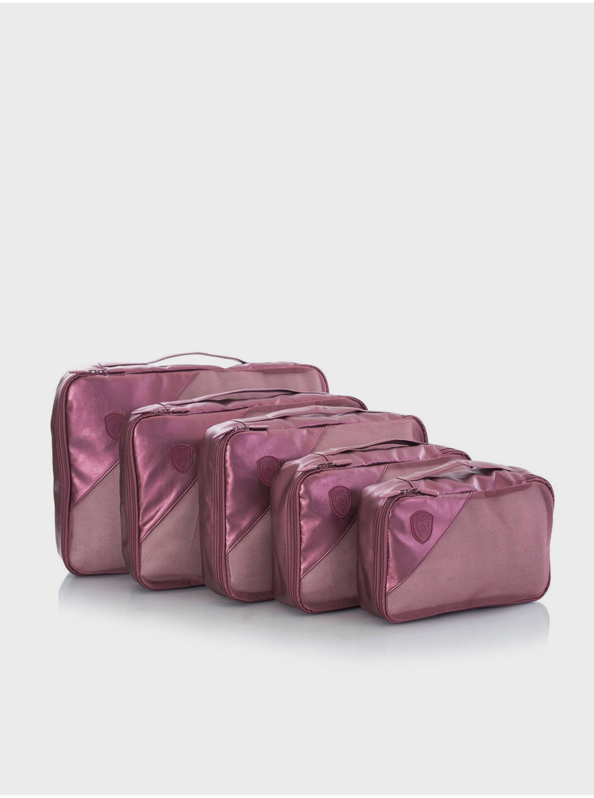 Levně Sada pěti cestovních taštiček v tmavě růžové barvě Heys Metallic Packing Cube 5pc