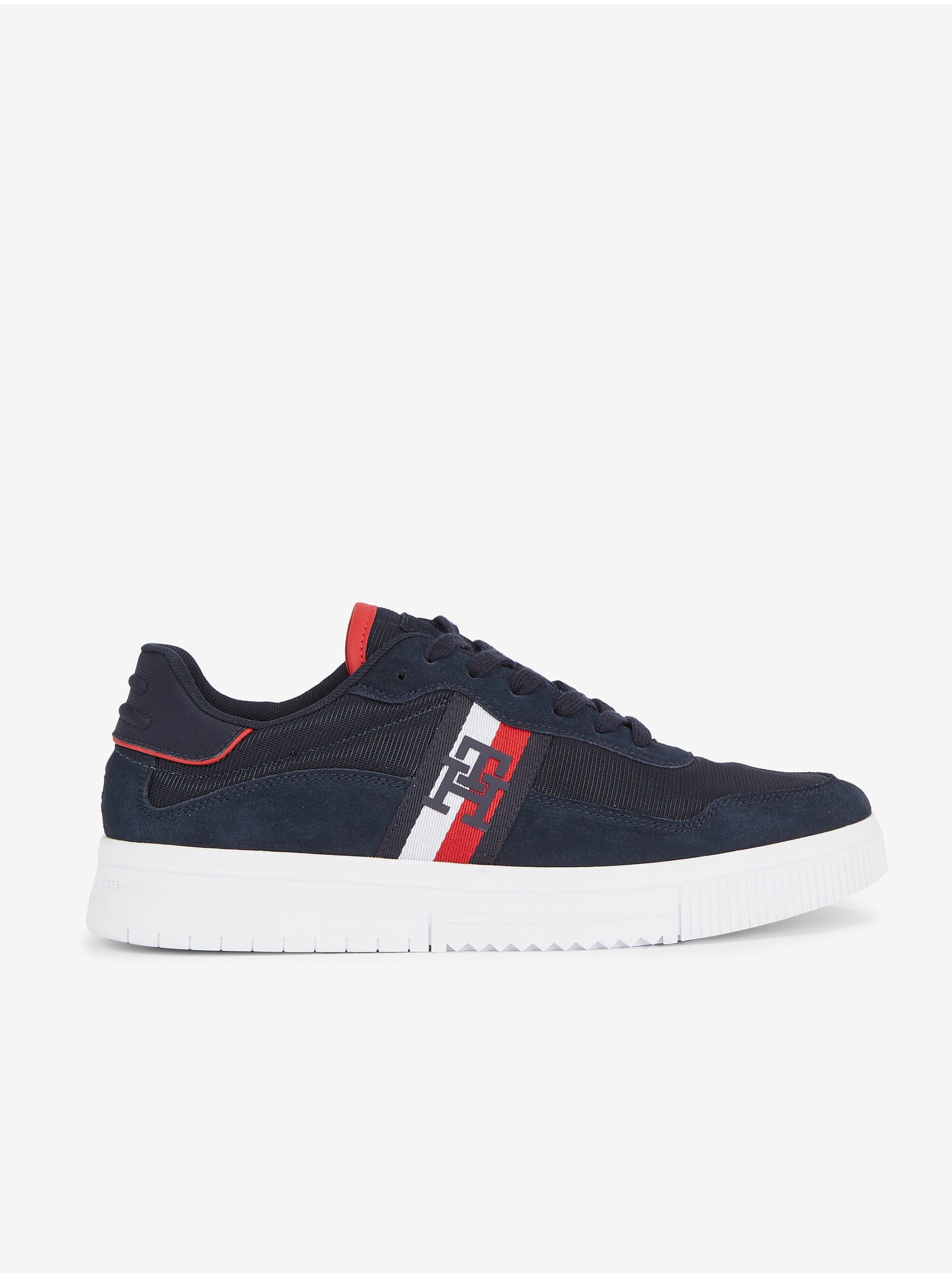 Lacno Tmavé modré pánske kožené tenisky Tommy Hilfiger