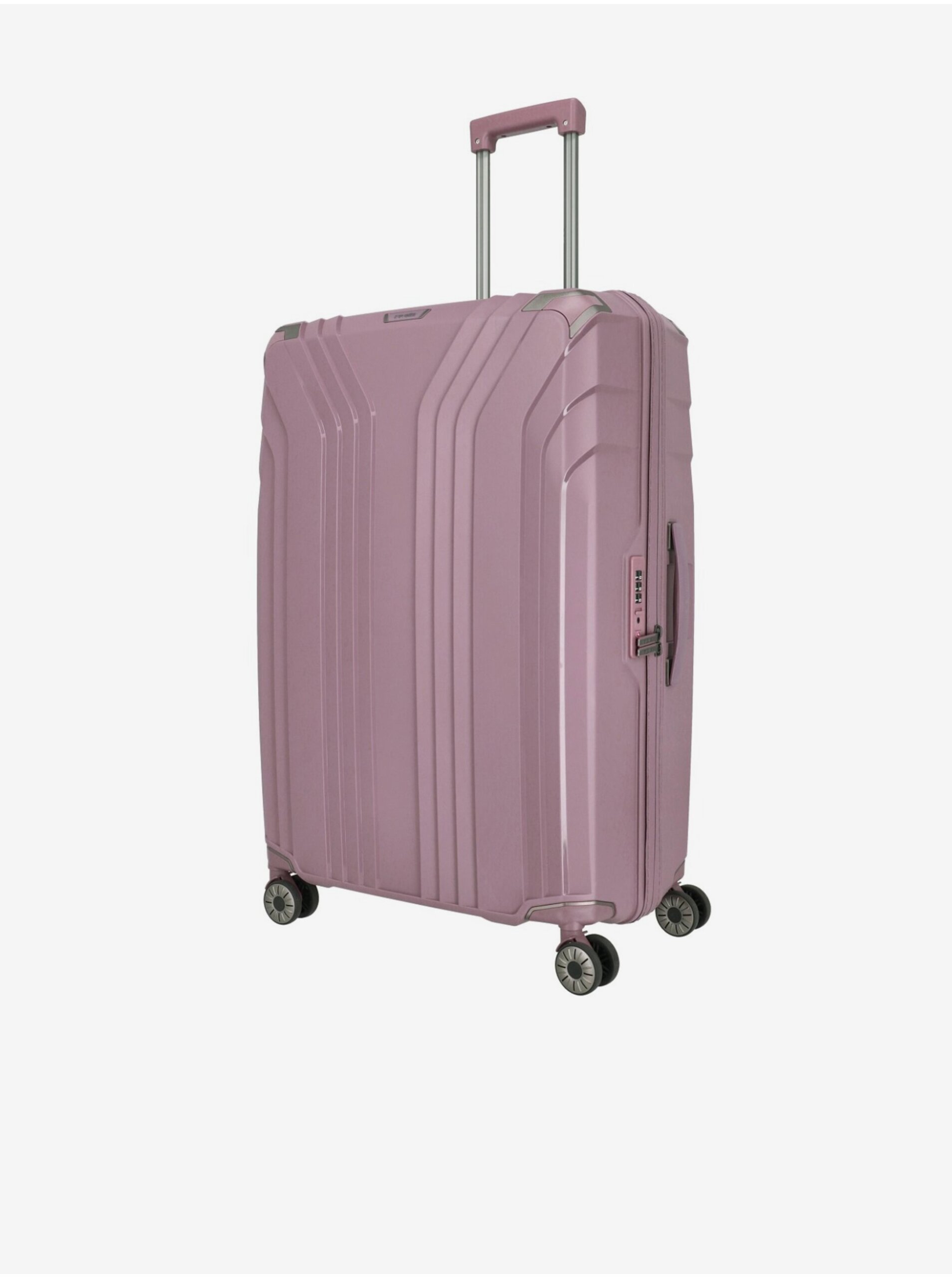 Levně Růžový dámský cestovní kufr Travelite Elvaa 4w L Rosé
