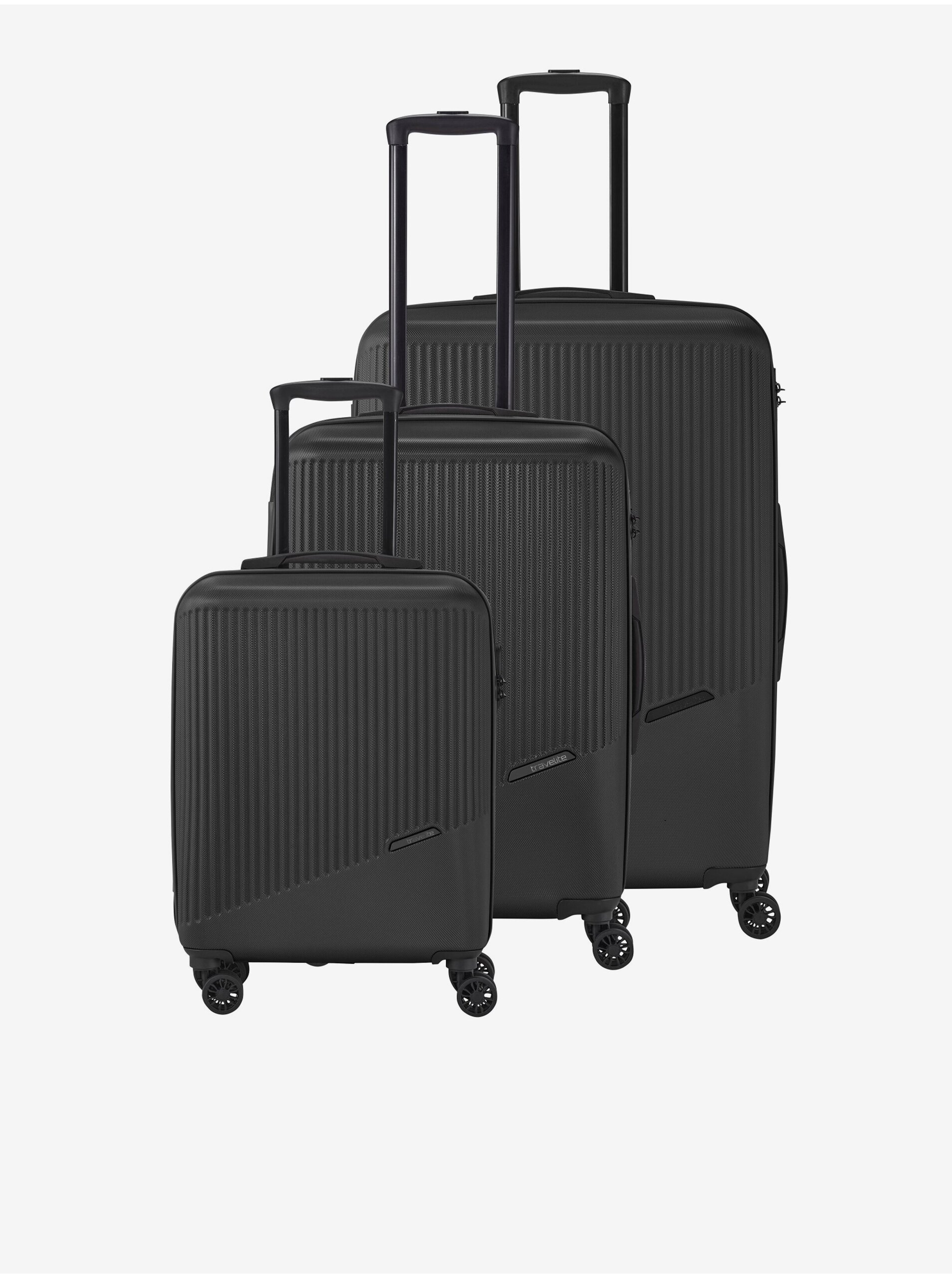 Levně Sada tří cestovních kufrů v černé barvě Travelite Bali S,M,L Black