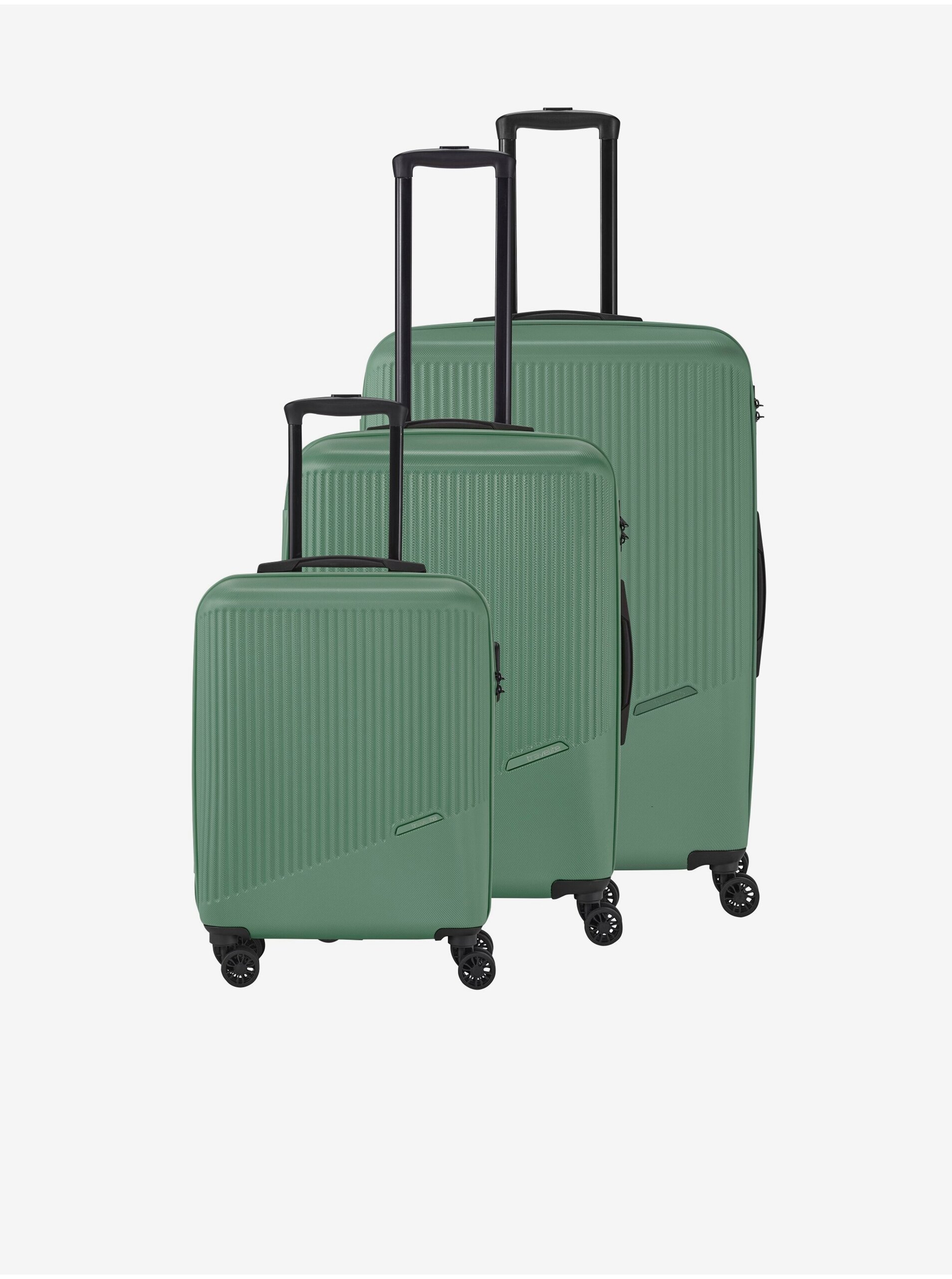 Levně Sada tří cestovních kufrů v zelené barvě Travelite Bali S,M,L Green