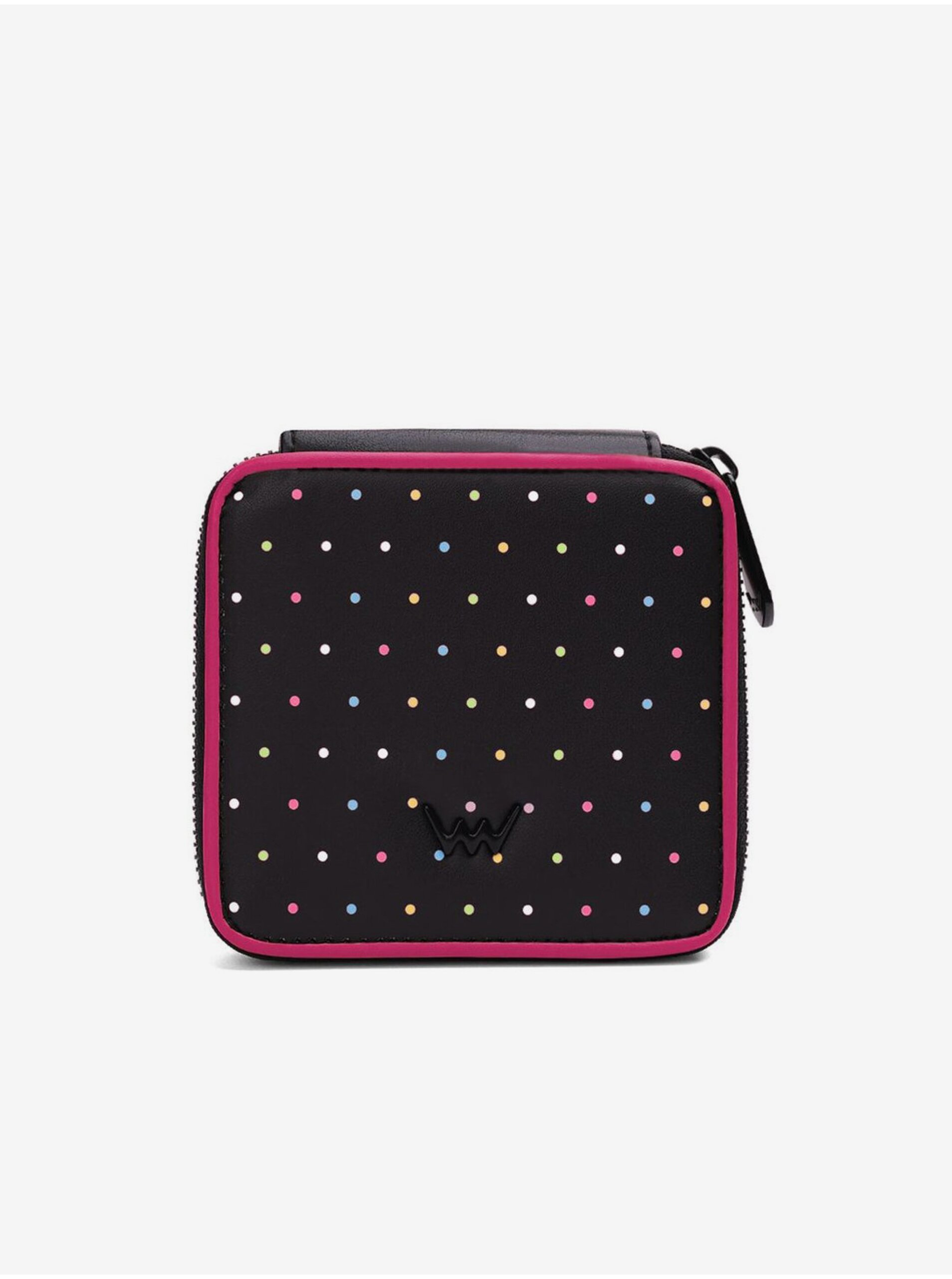 Lacno Ružovo-čierna dámska bodkovaná peňaženka VUCH Ringer