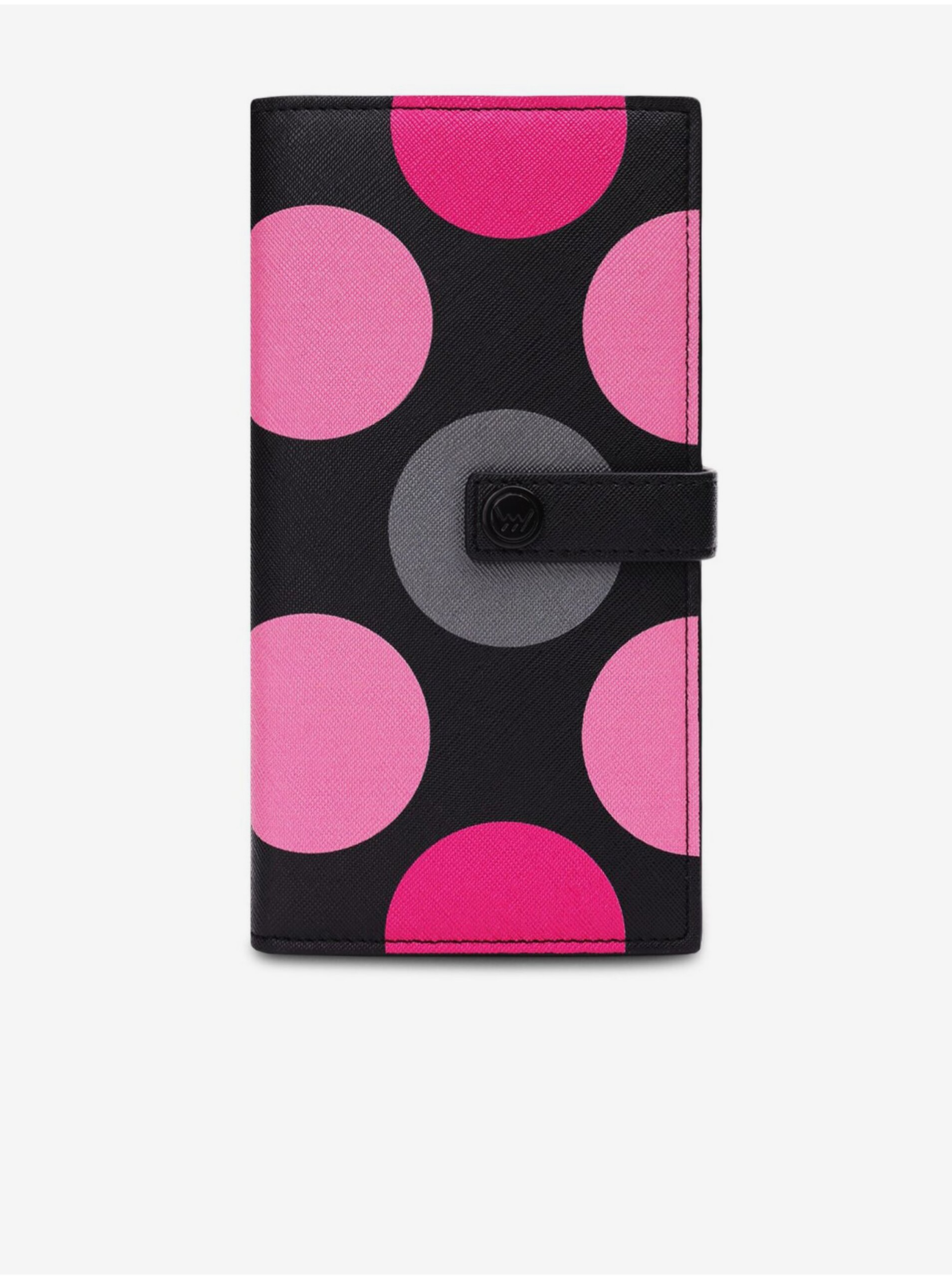 E-shop Čierno-ružová dámska bodkovaná peňaženka VUCH Mora Black Rose