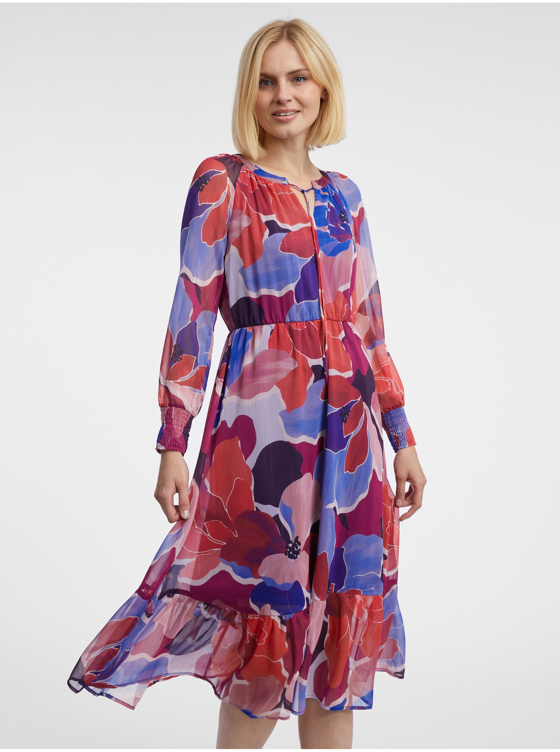 E-shop Červené dámské květované šaty ORSAY