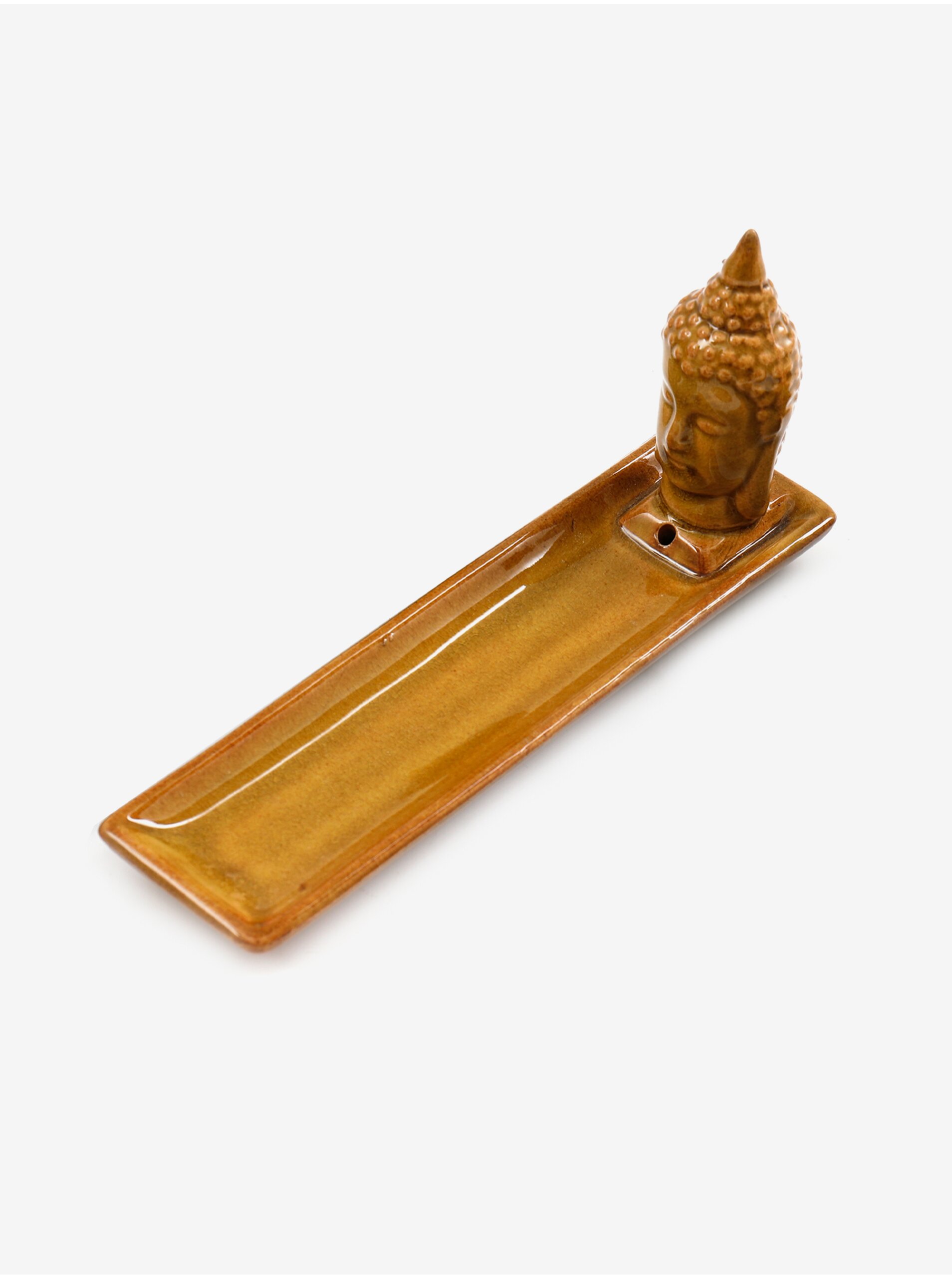 Levně Hnědý keramický stojánek na vonné tyčinky SIFCON Buddha