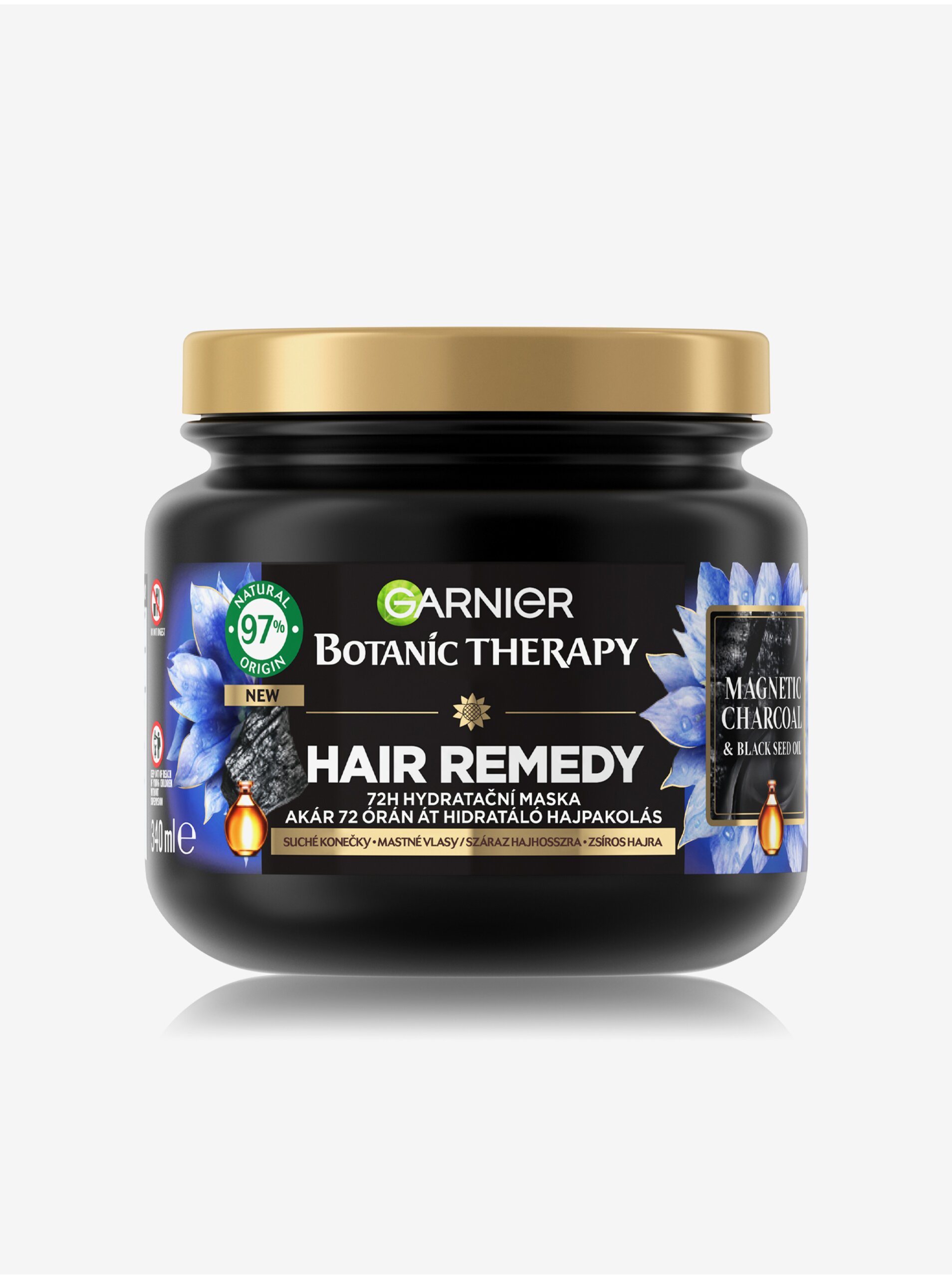 Levně Hydratační maska pro mastné vlasy a suché konečky vlasů Garnier Botanic Therapy Hair Remedy Magnetic Charcoal (340 ml)
