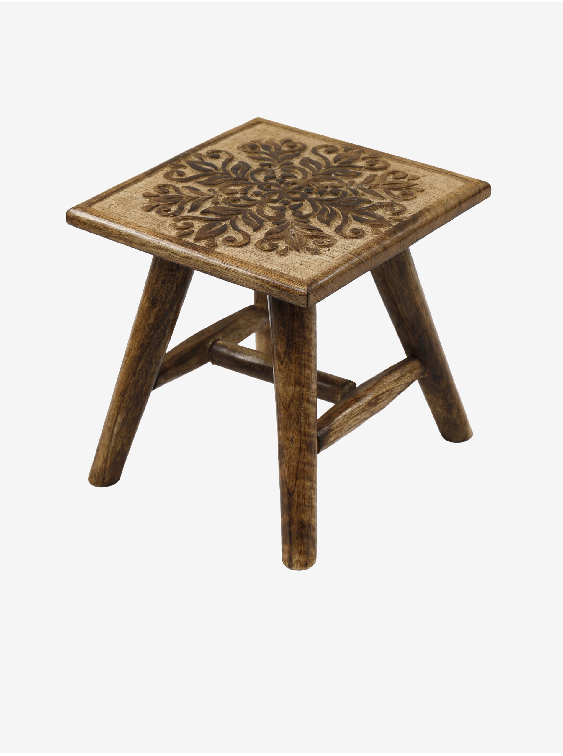 Levně Ručně vyřezávaná stolička z mangového dřeva SIL SIFCON
