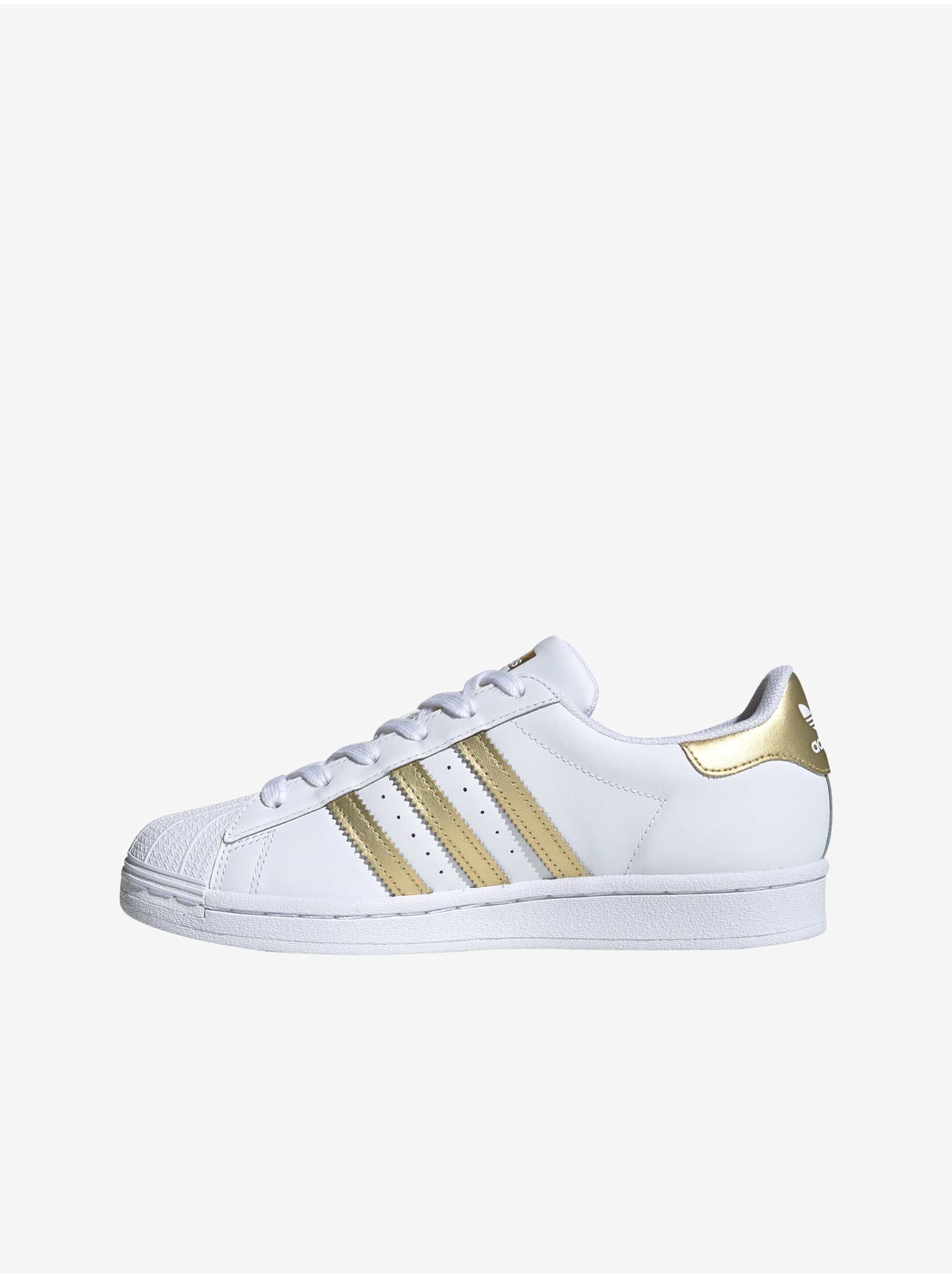 Levně Zlato-bílé dámské kožené tenisky adidas Originals Superstar