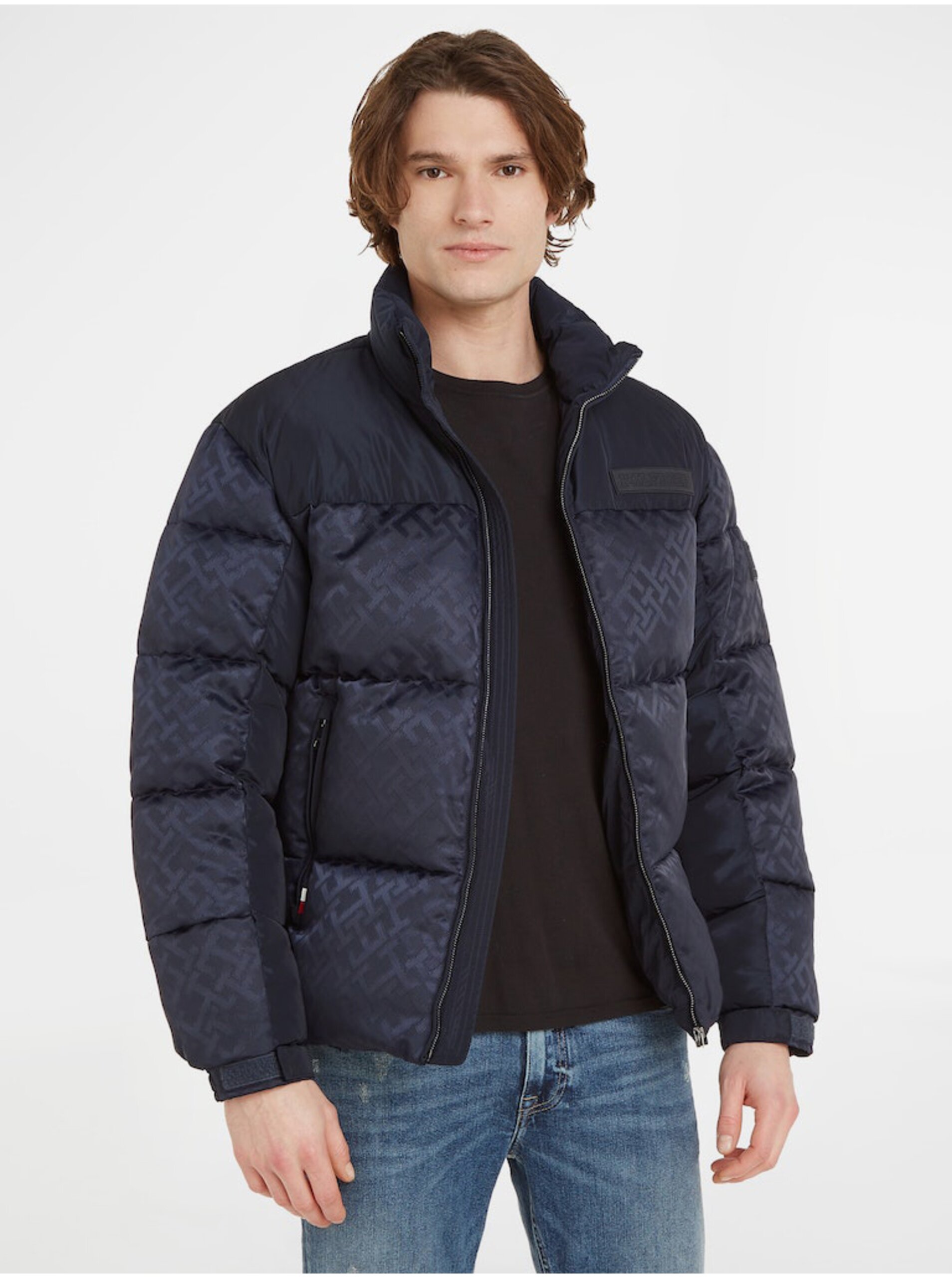 Lacno Tmavomodrá pánska zimná prešívaná bunda Tommy Hilfiger New York Monogram Puffer Jacket