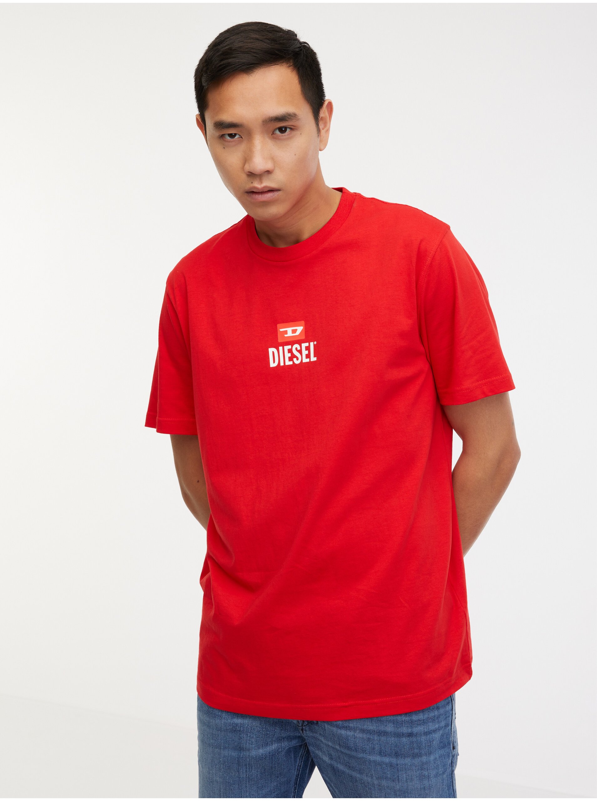 Lacno Červené pánske tričko Diesel T-Just