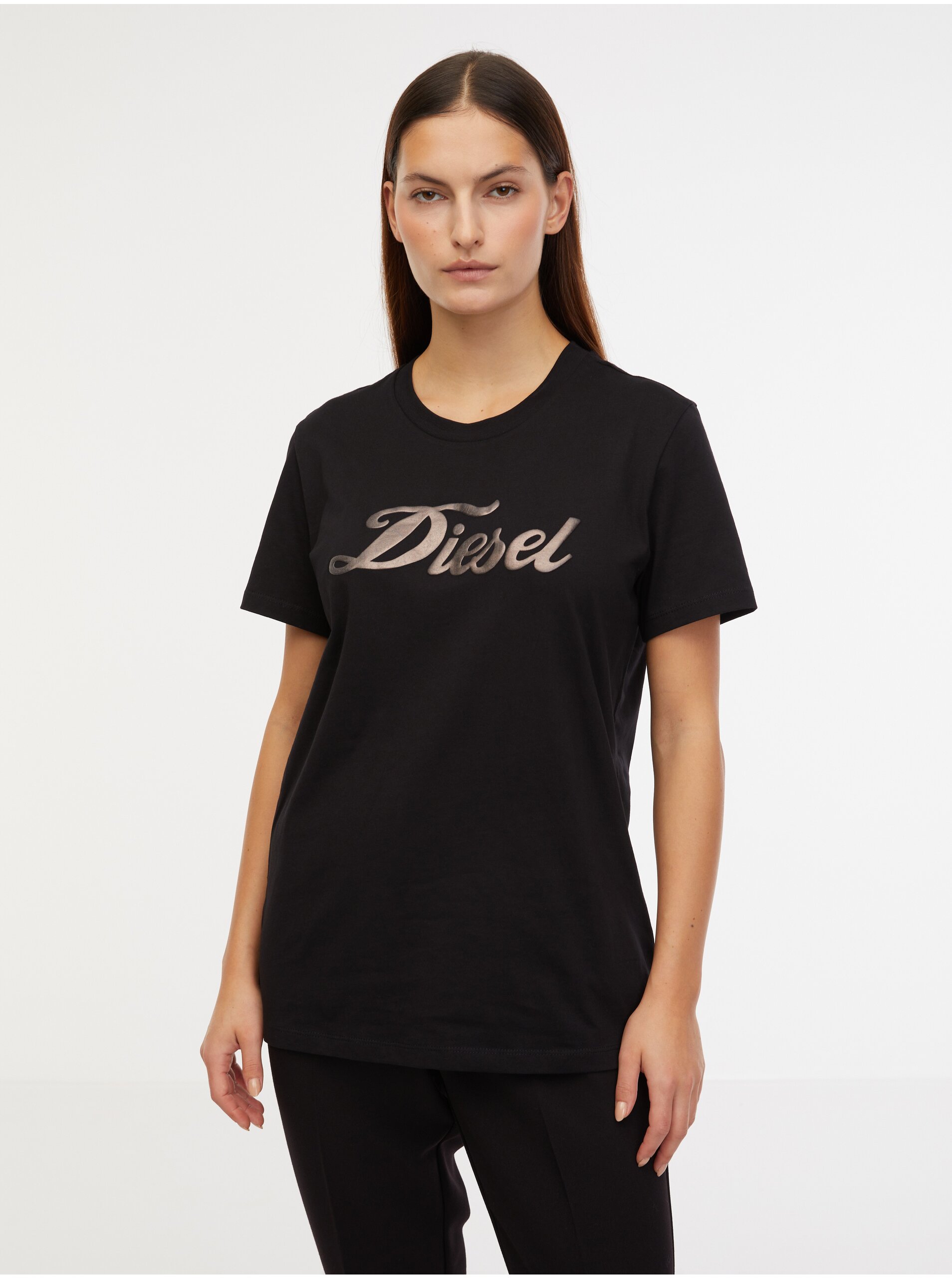 Levně Černé dámské tričko Diesel T-Sily