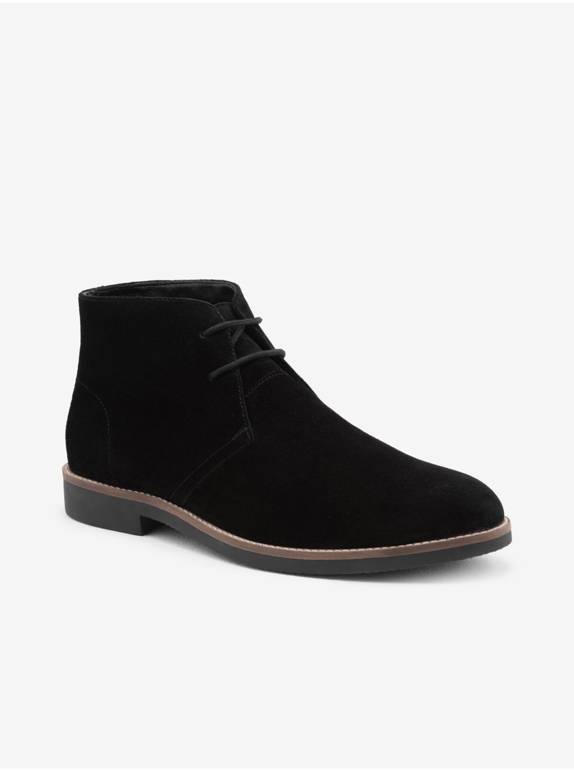 E-shop Čierne pánske kožené členkové topánky Ombre Clothing