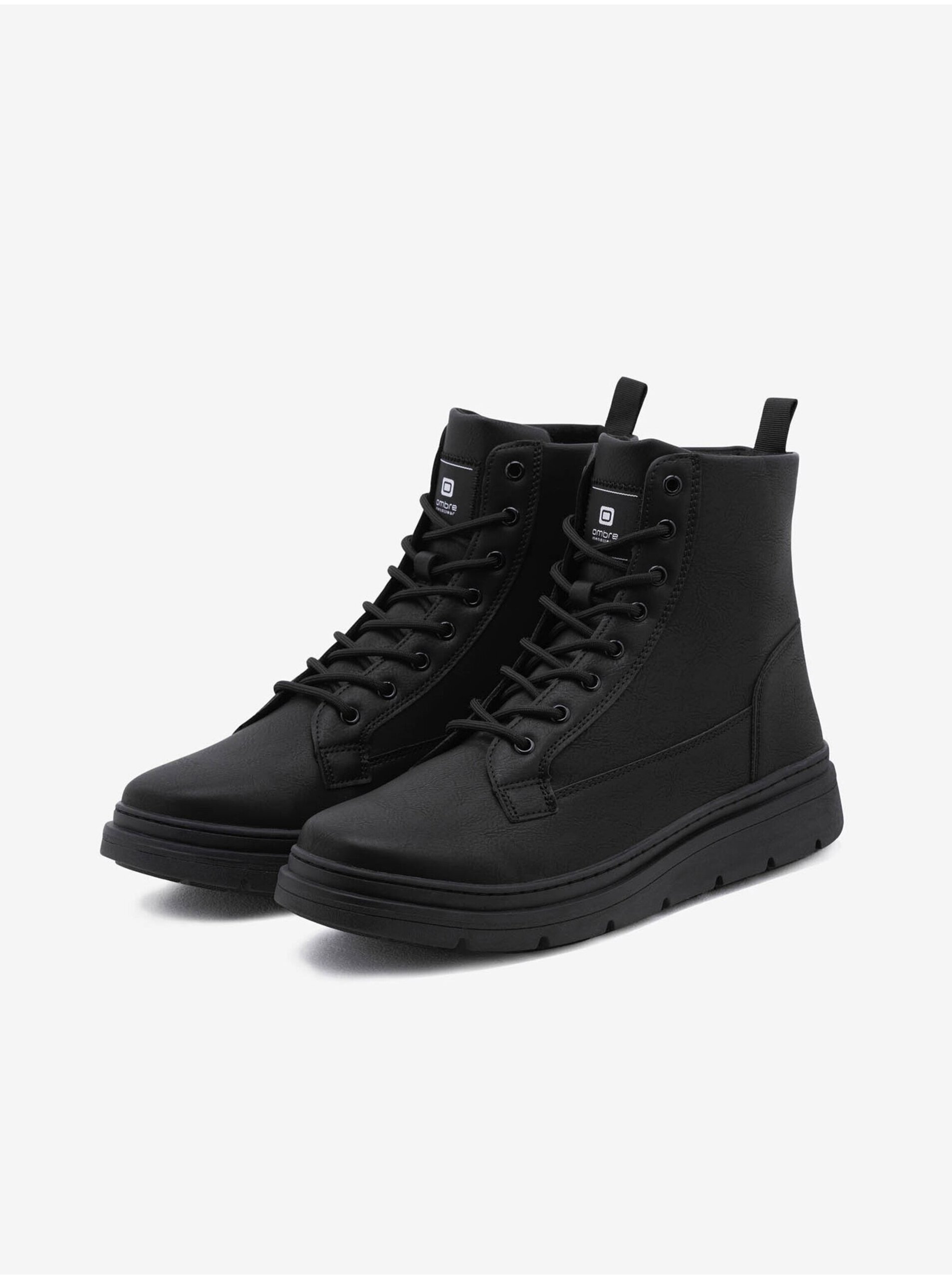 E-shop Čierne pánske členkové zimné topánky Ombre Clothing