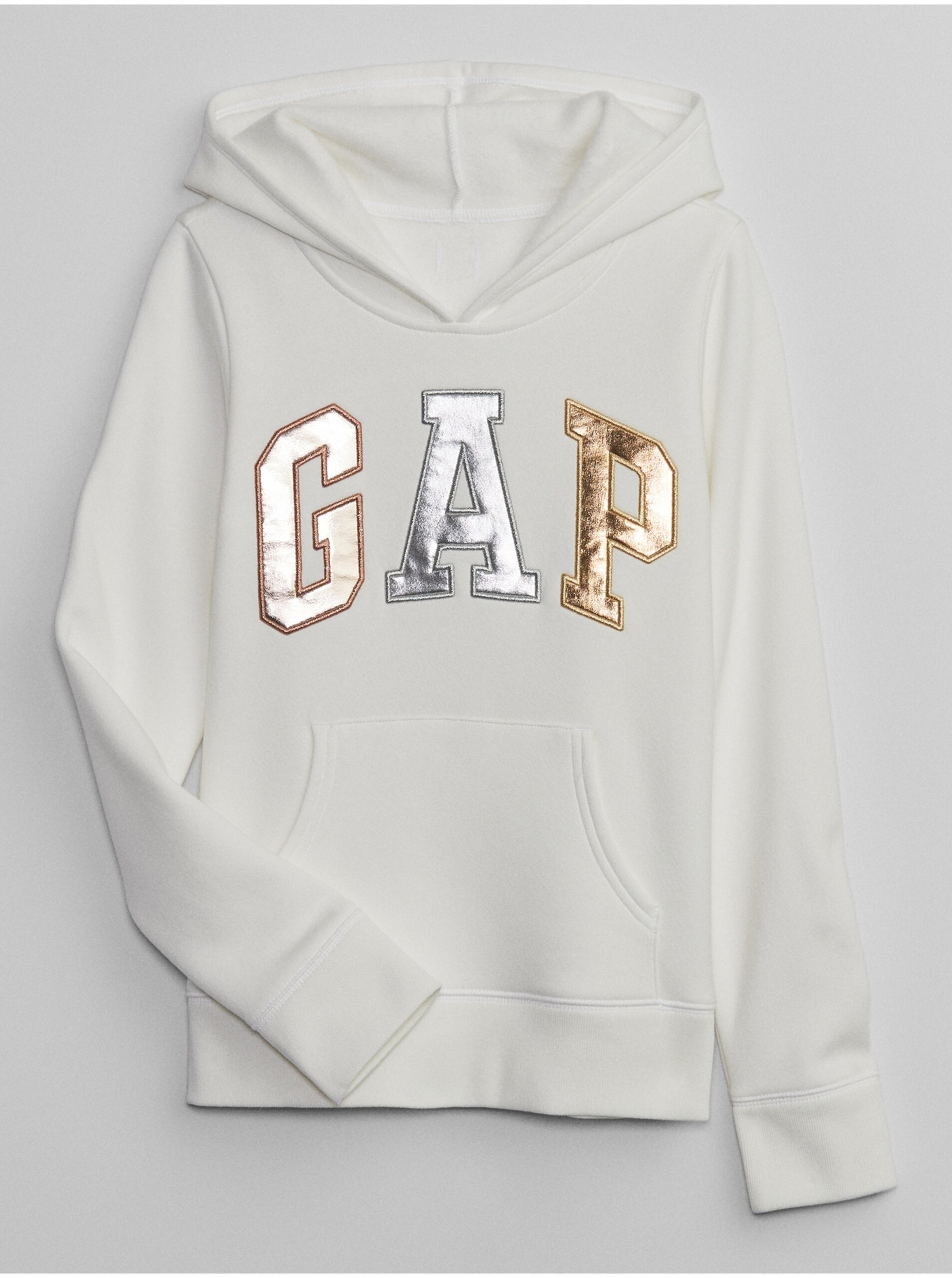 Lacno Krémová dievčenská mikina s metalickým logom GAP