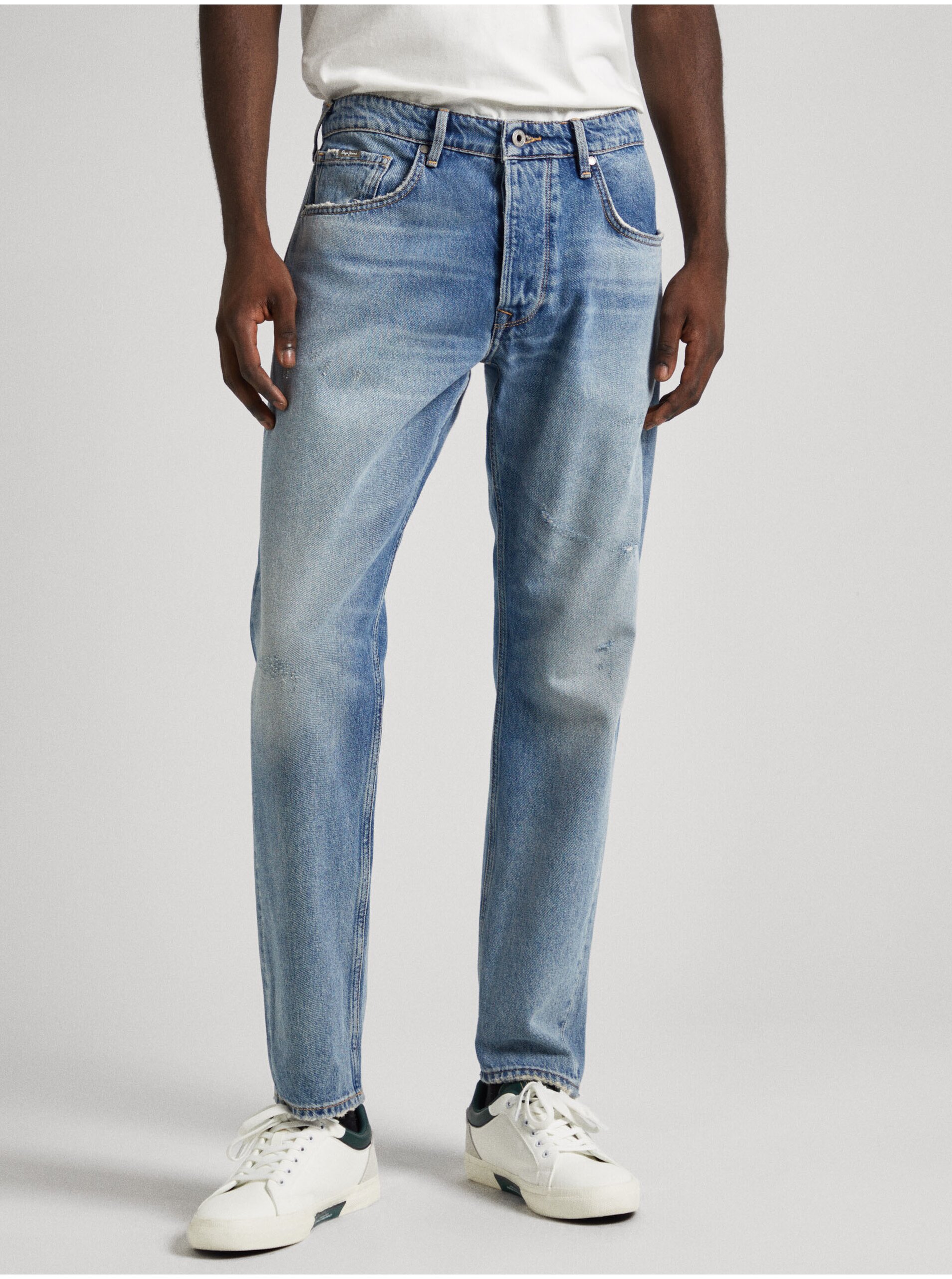 Lacno Svetlomodré pánske straight fit džínsy Pepe Jeans