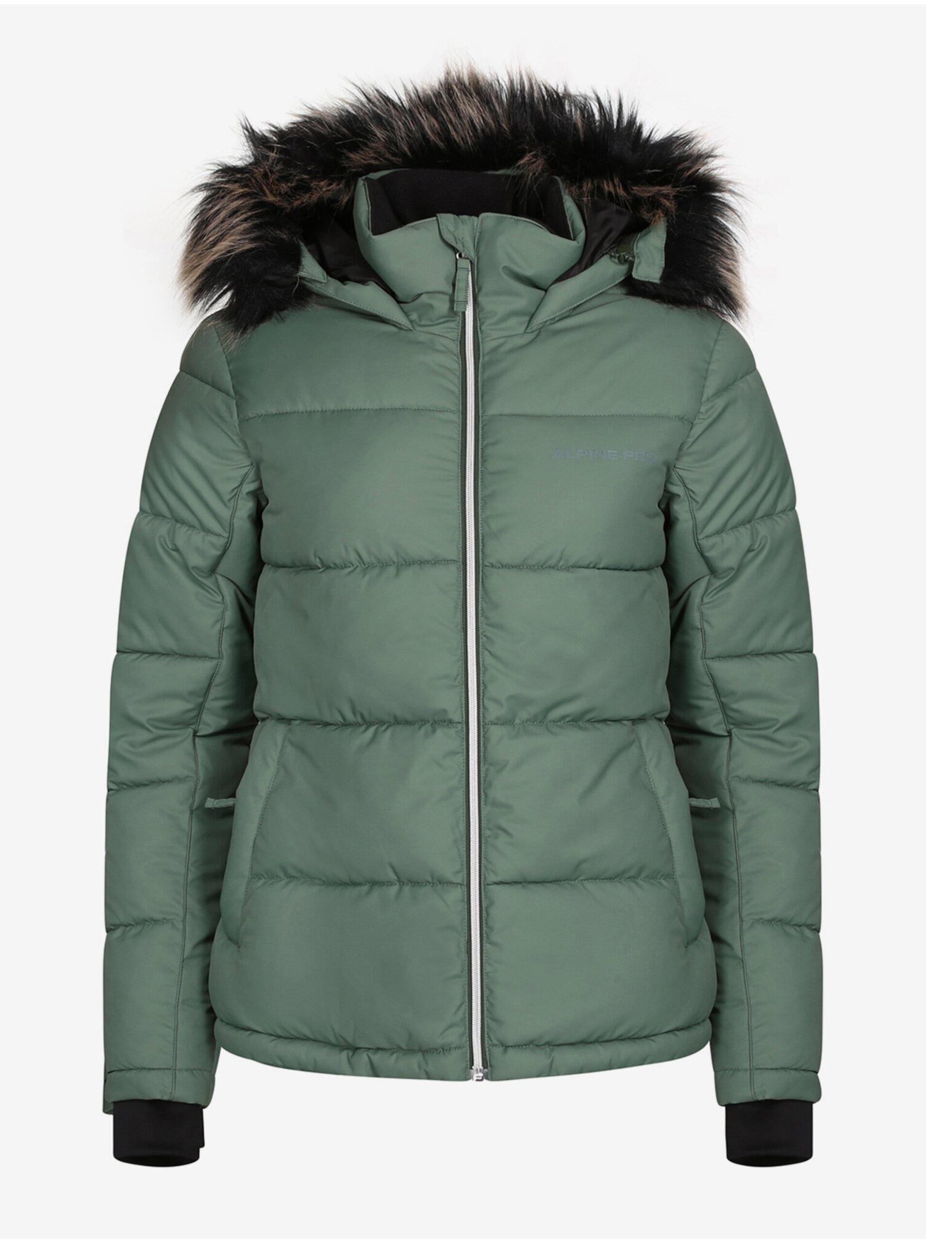 Lacno Zelená dámska prešívaná zimná bunda ALPINE PRE Pereta