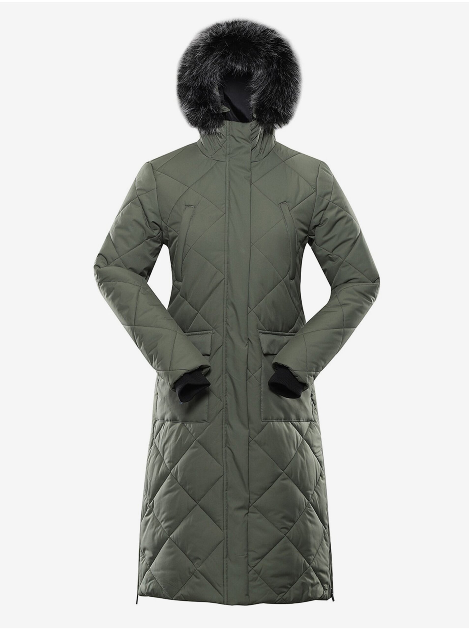 Levně Zelený dámský prošívaný kabát ALPINE PRO Gosbera
