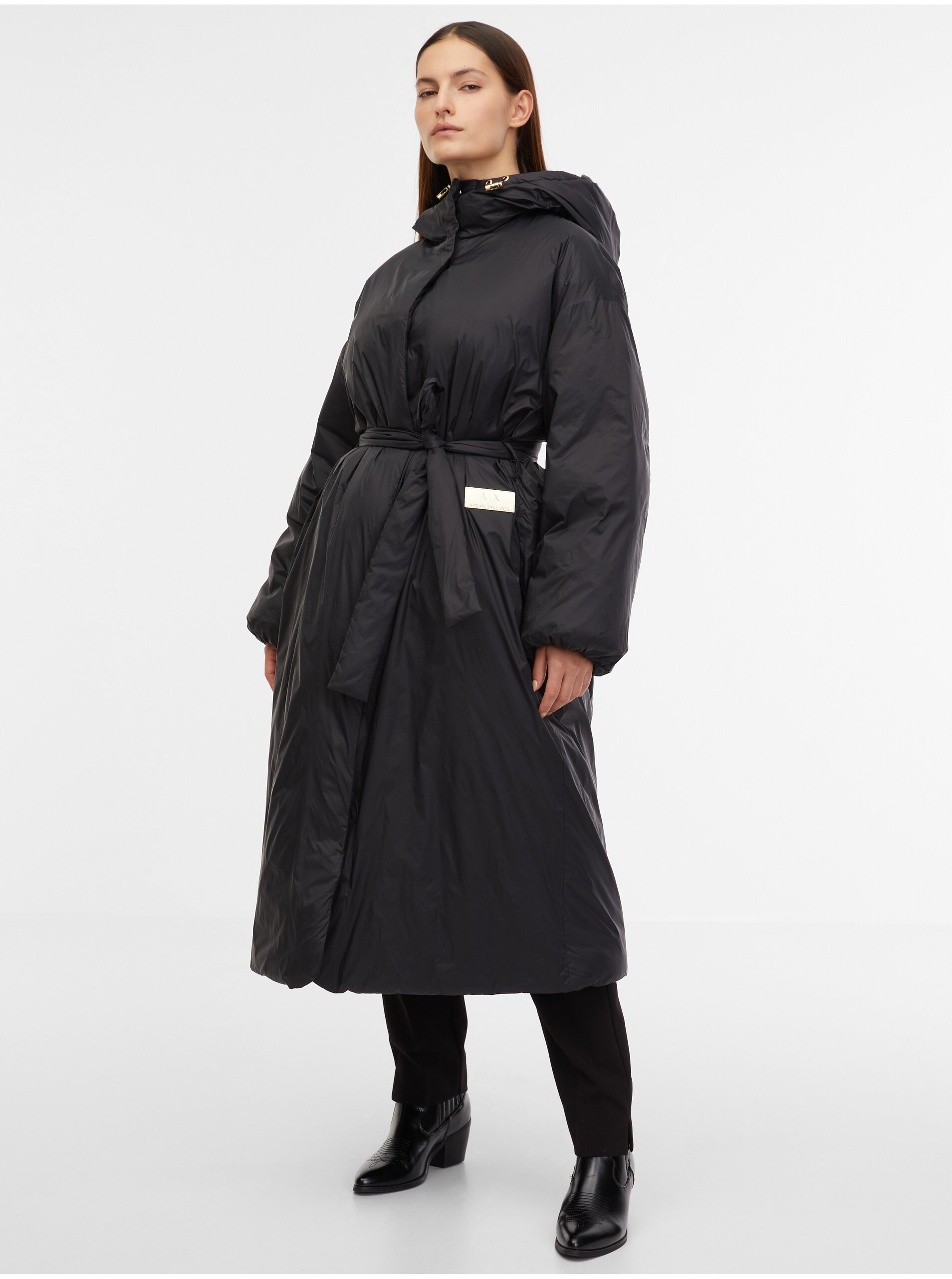 E-shop Černý dámský kabát Armani Exchange