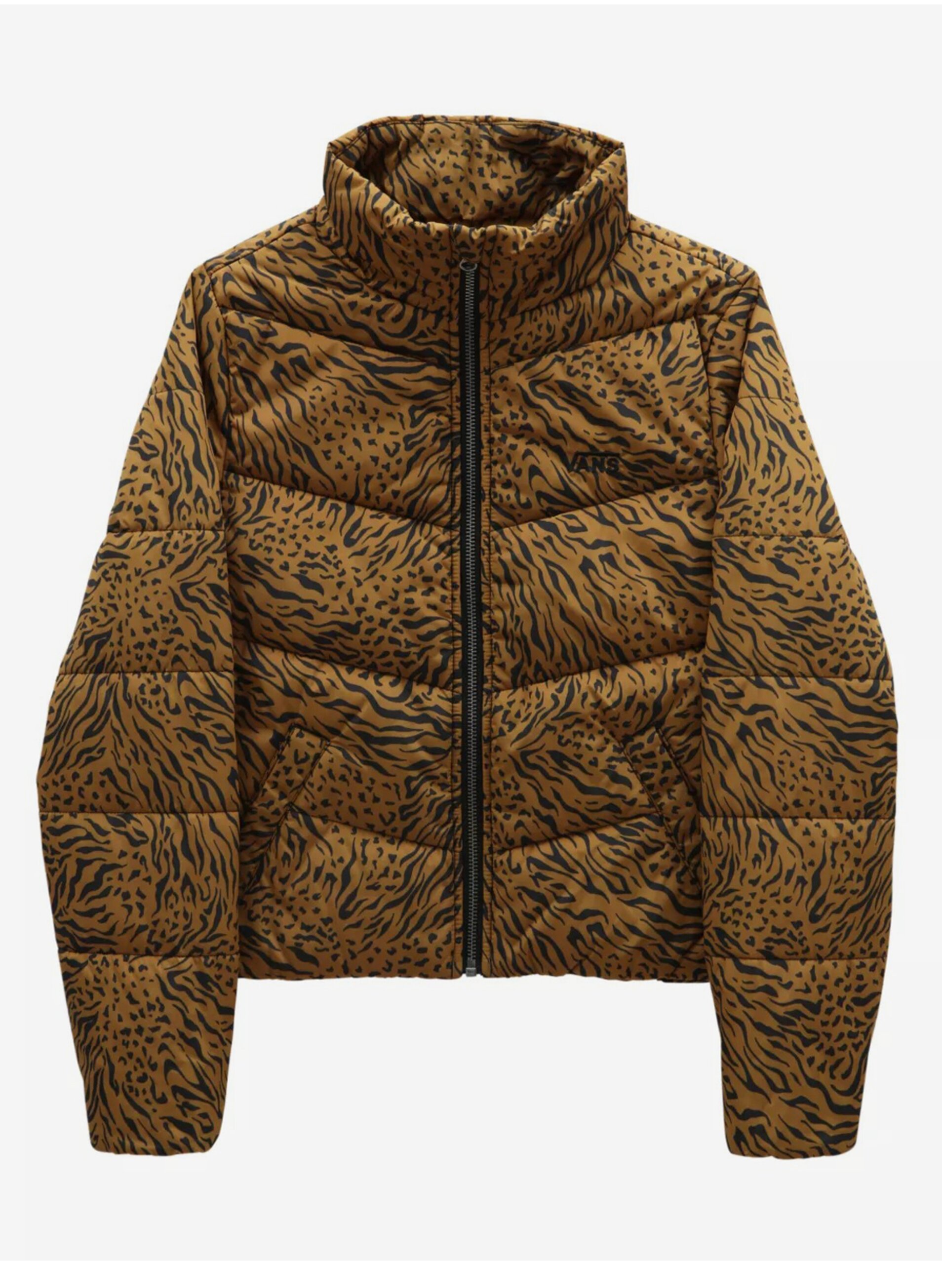 Levně Černo-hnědá holčičí vzorovaná prošívaná bunda VANS Foundry Puffer Print