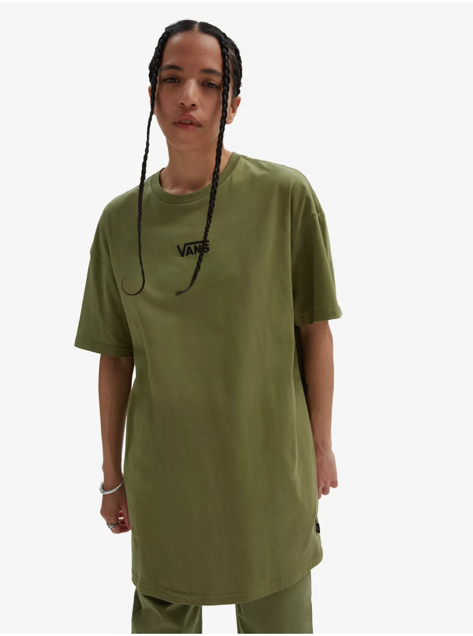 E-shop Khaki dámské krátké šaty VANS Center Vee Tee