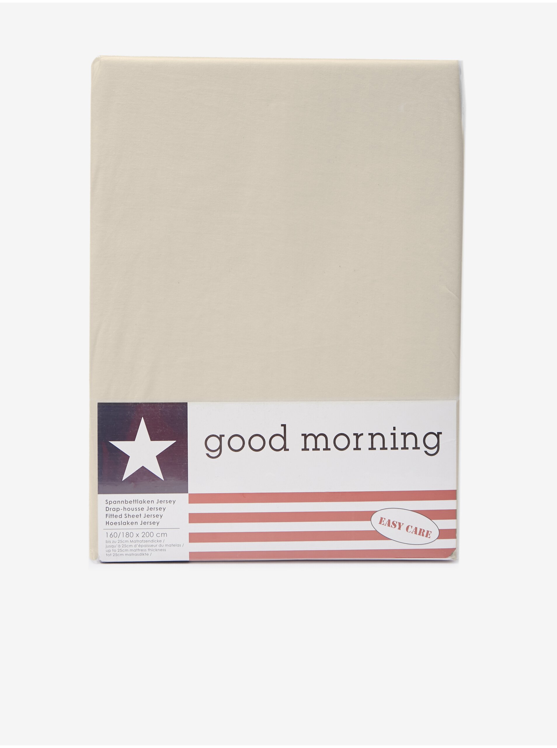 Levně 160/180 x 200 cm - Béžové elastické žerzejové prostěradlo Good Morning