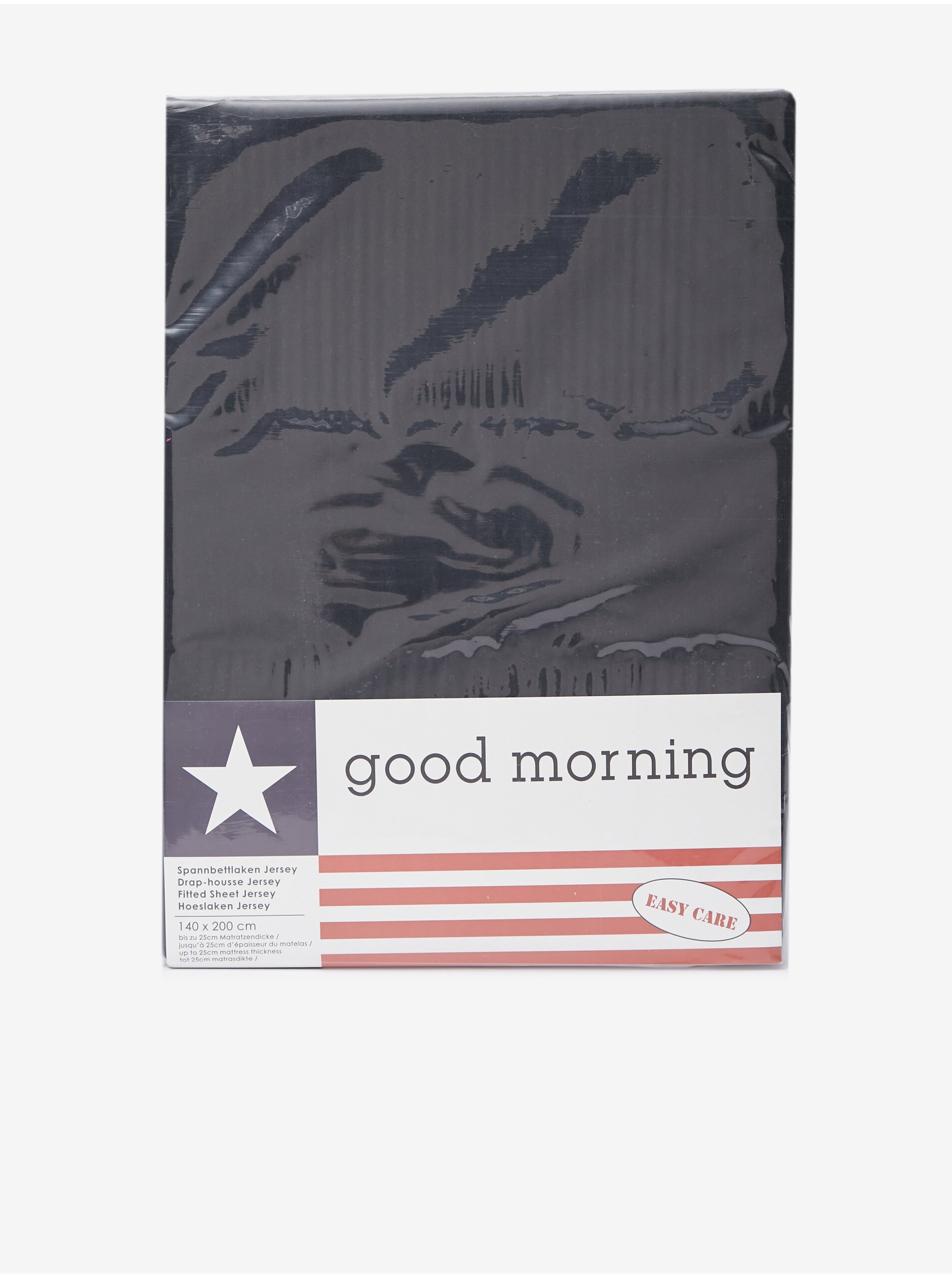 Levně 140 x 200 cm - Černé elastické žerzejové prostěradlo Good Morning