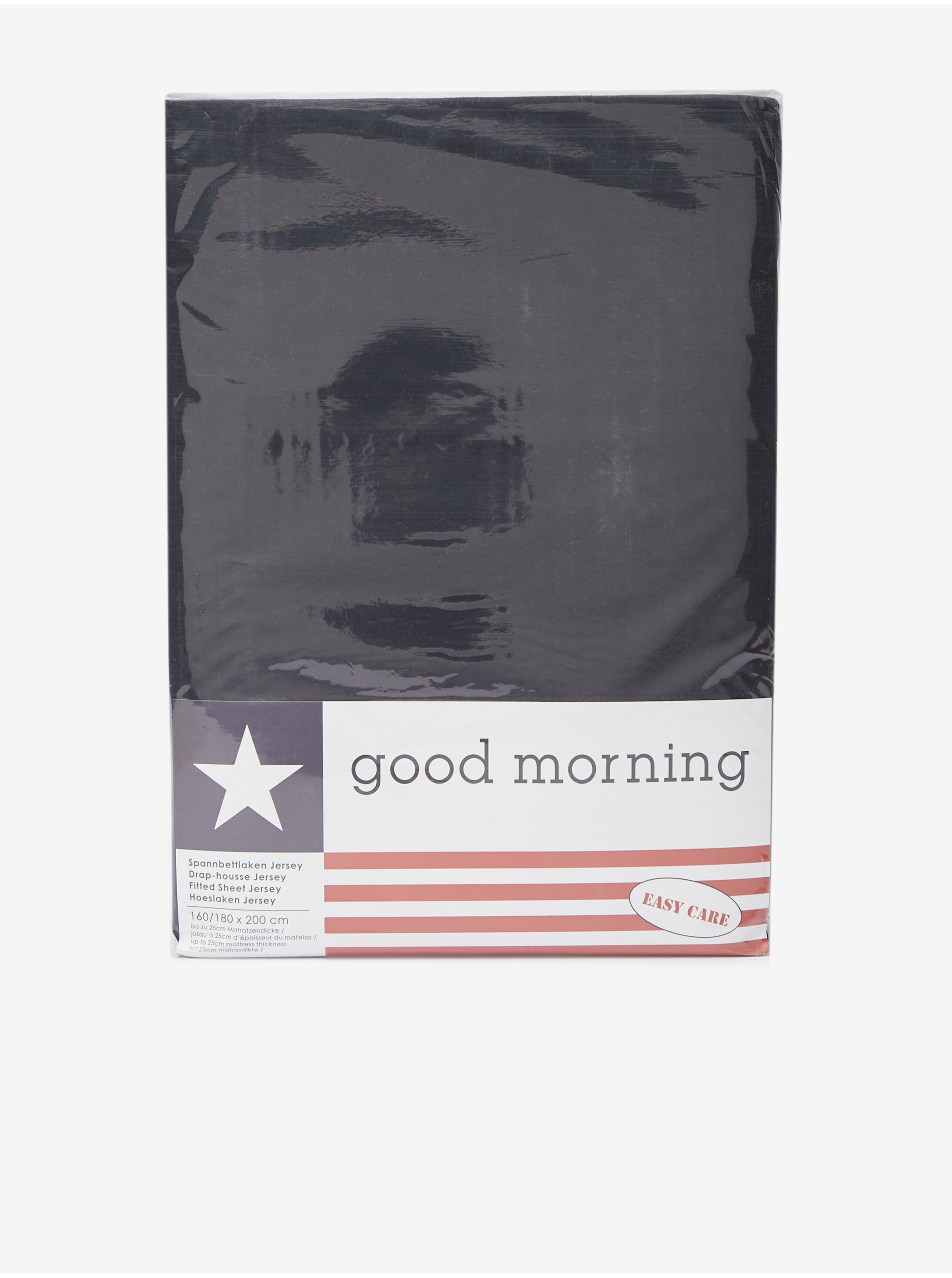 E-shop 160/180 x 200 cm - Černé elastické žerzejové prostěradlo Good Morning