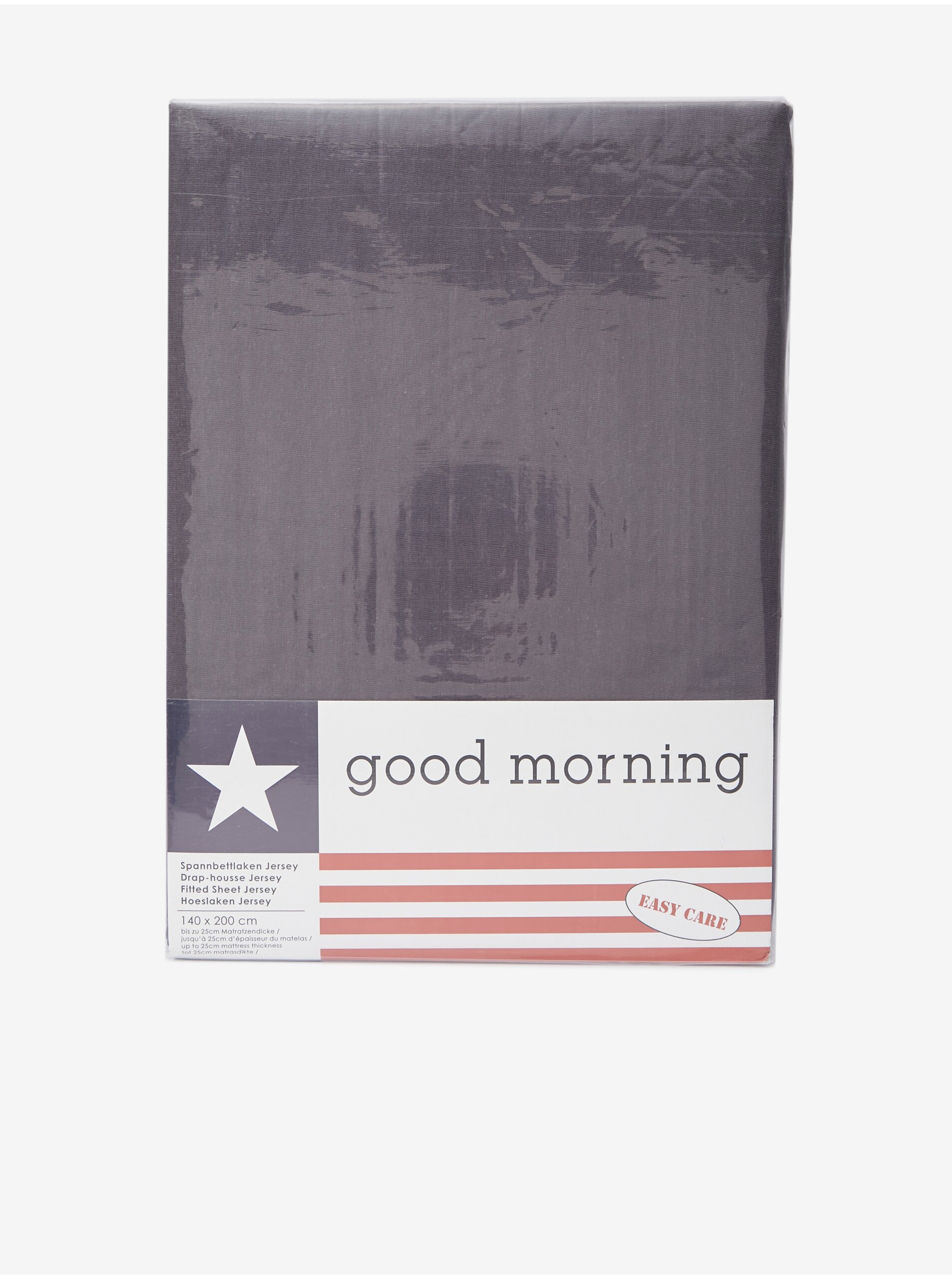 E-shop 140 x 200 cm - Tmavě šedé elastické žerzejové prostěradlo Good Morning