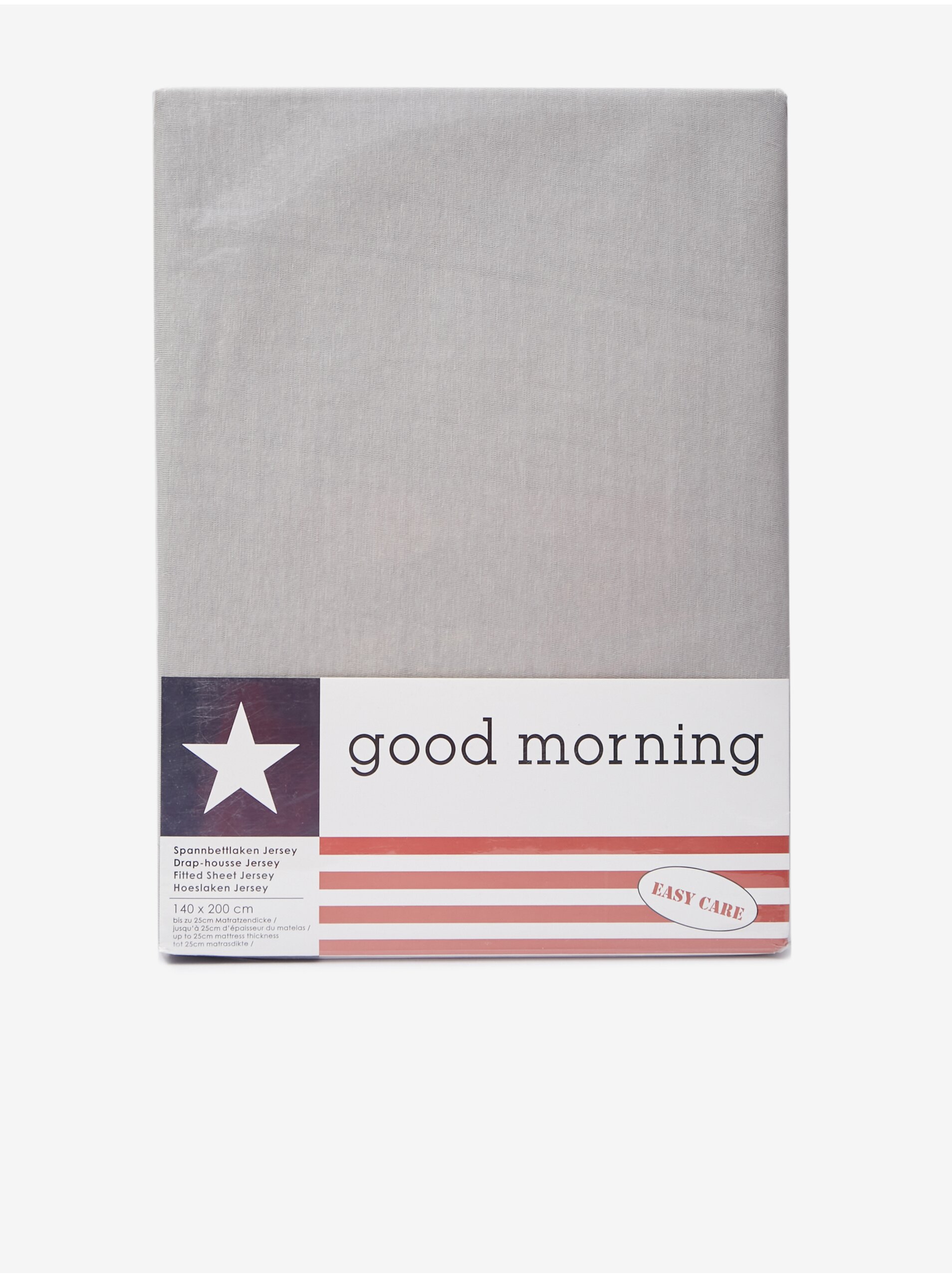 Levně 140 x 200 cm - Světle šedé elastické žerzejové prostěradlo Good Morning