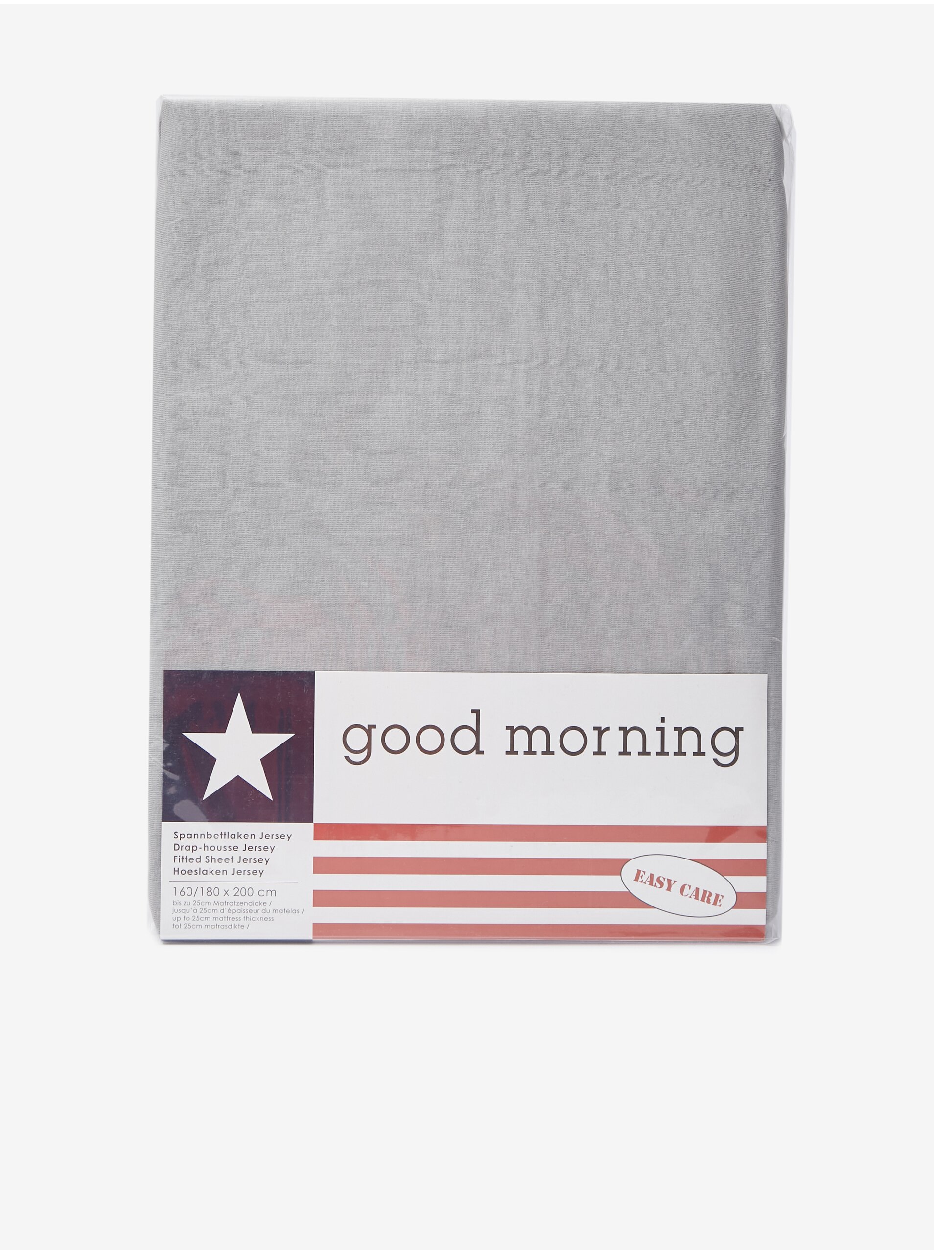 E-shop 160/180 x 200 cm - Světle šedé elastické žerzejové prostěradlo Good Morning