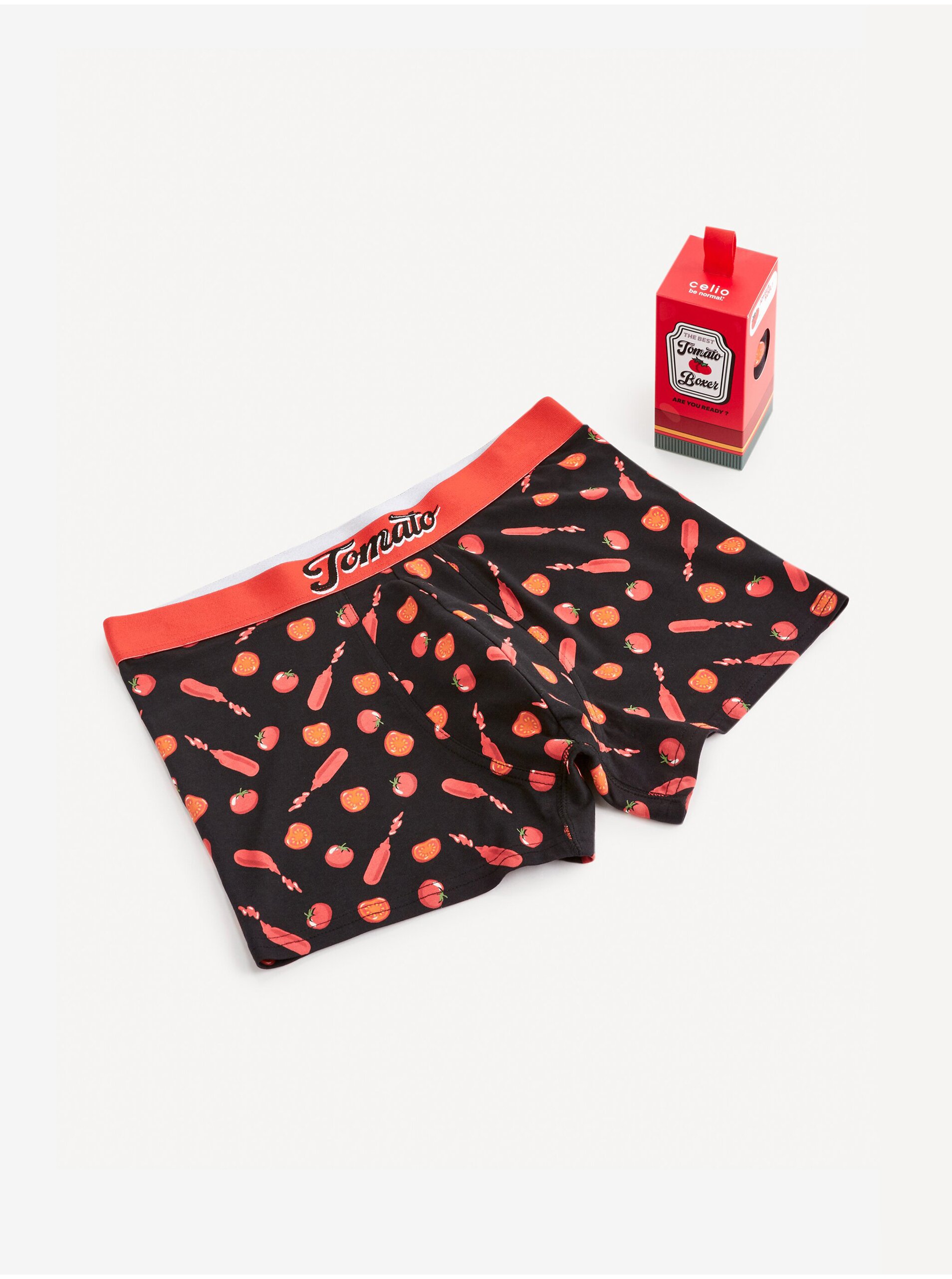 E-shop Čierne pánske vzorované boxerky Celio Tomato