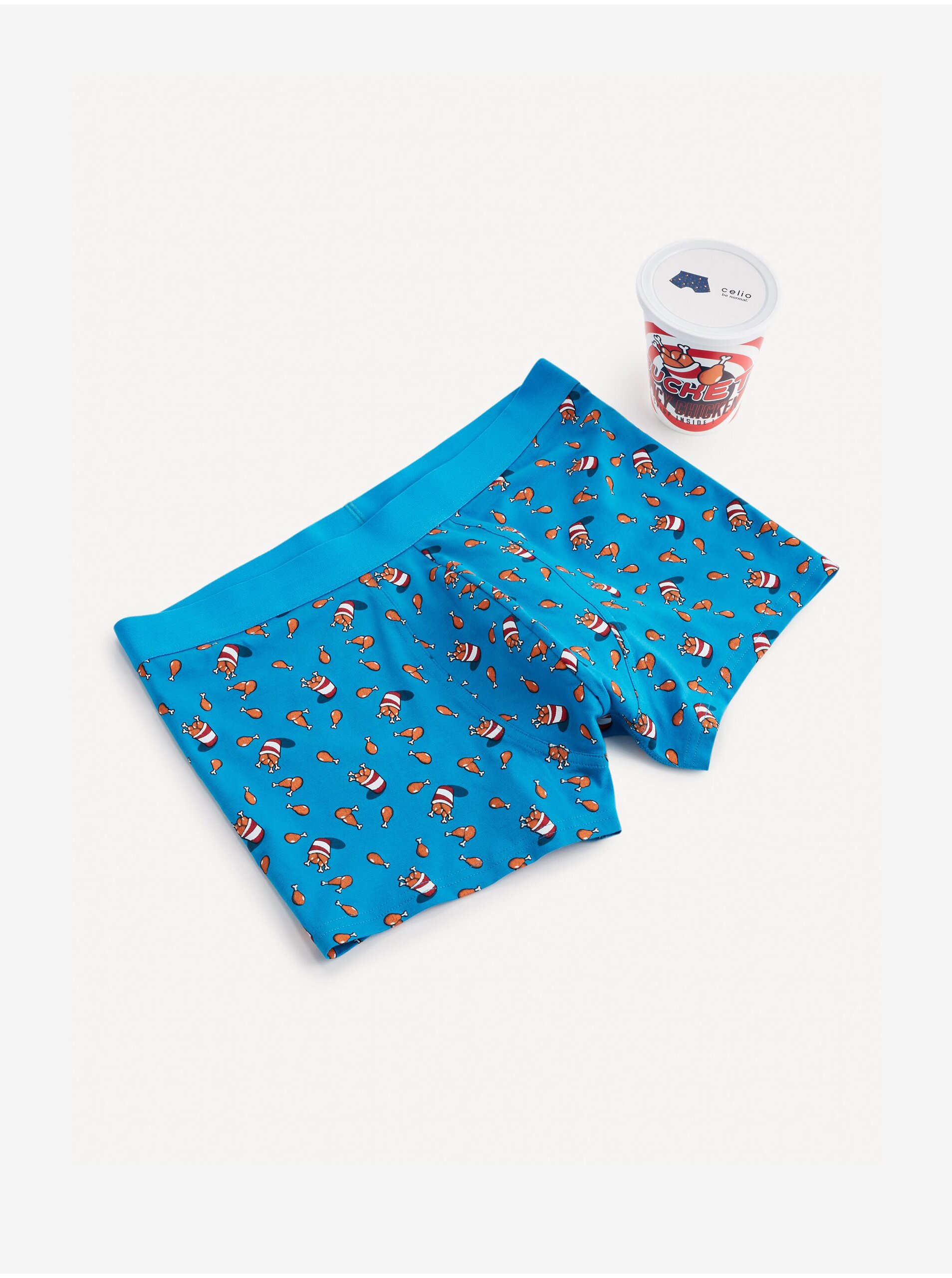 E-shop Modré pánské vzorované boxerky Celio Bucket