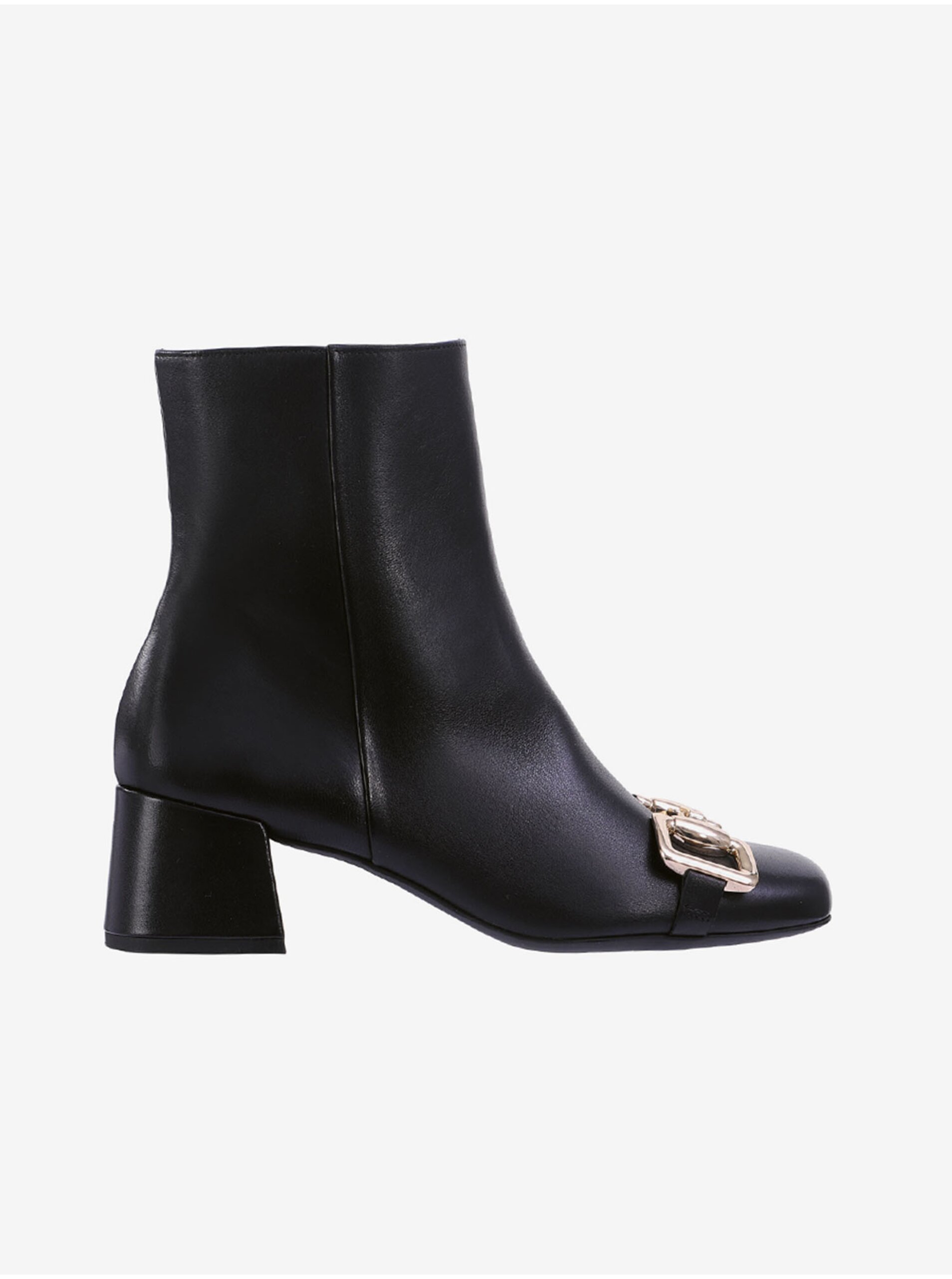 E-shop Černé dámské kožené kotníkové boty na podpatku Högl Sophie