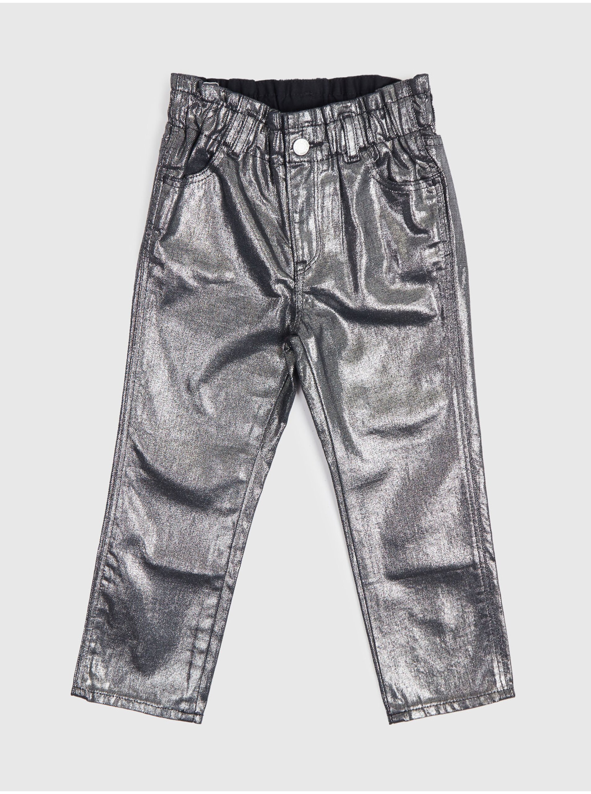 E-shop Šedé holčičí metalické mom fit džíny GAP