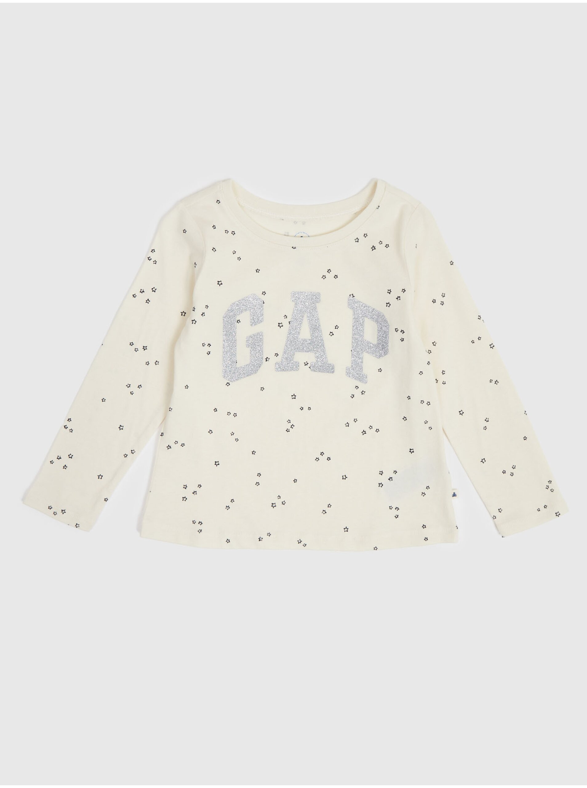Levně Krémové holčičí vzorované tričko s logem GAP
